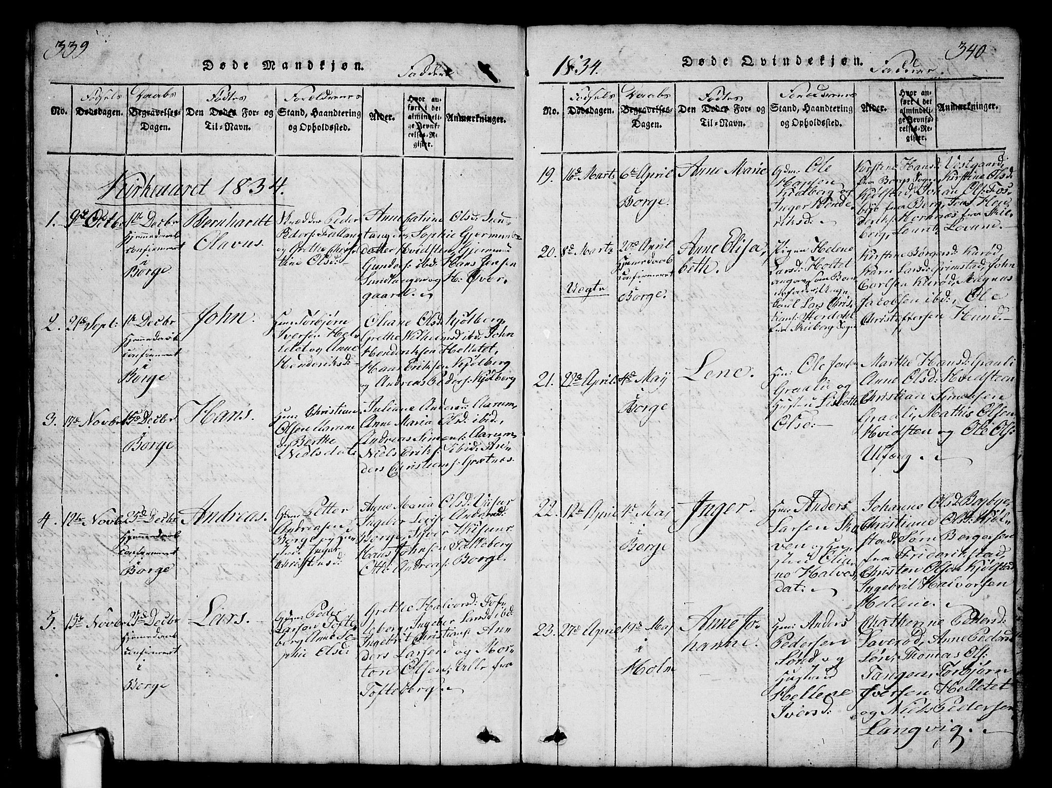 Borge prestekontor Kirkebøker, AV/SAO-A-10903/G/Ga/L0001: Parish register (copy) no.  I 1, 1815-1835, p. 339-340