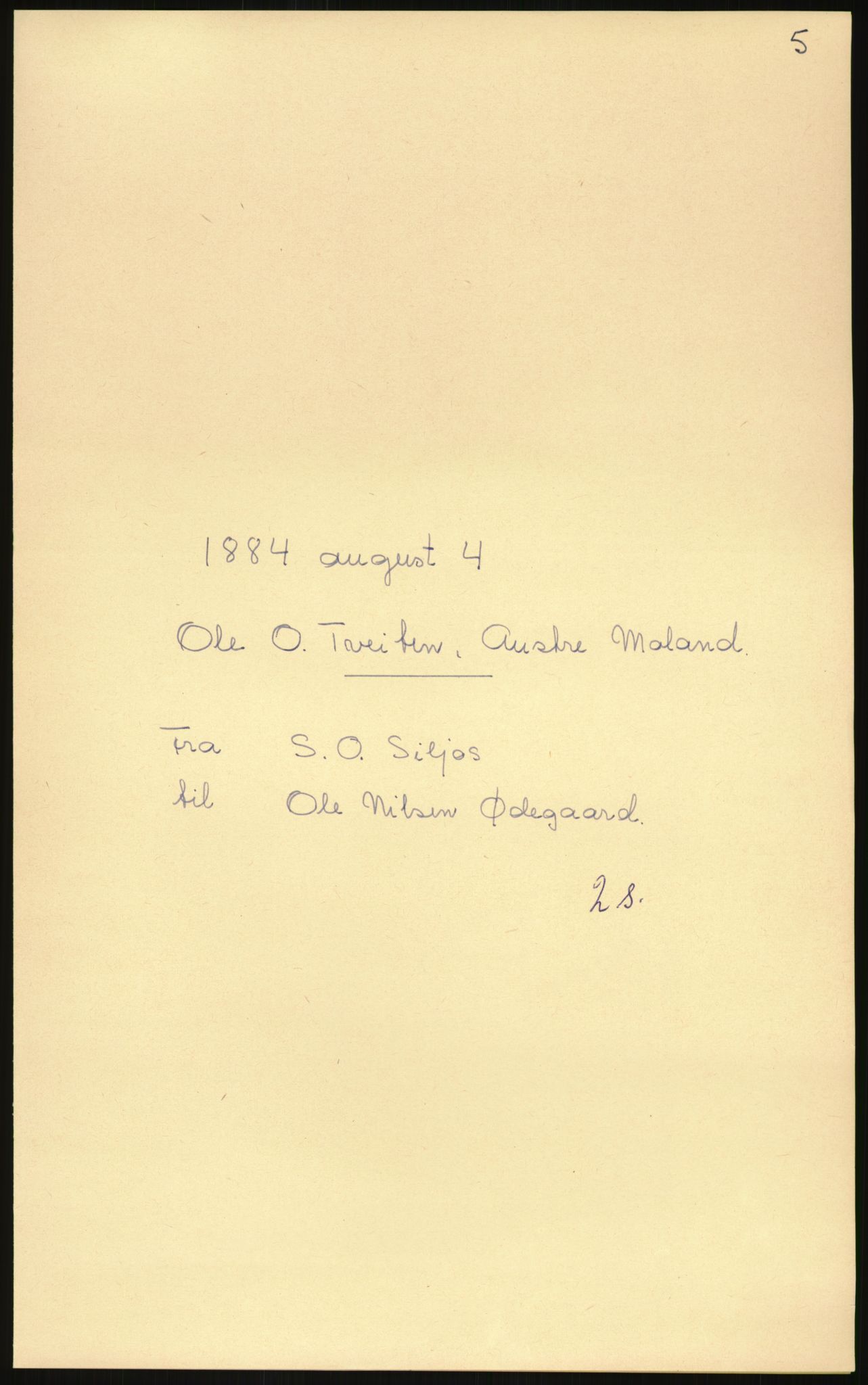 Samlinger til kildeutgivelse, Amerikabrevene, AV/RA-EA-4057/F/L0027: Innlån fra Aust-Agder: Dannevig - Valsgård, 1838-1914, p. 707