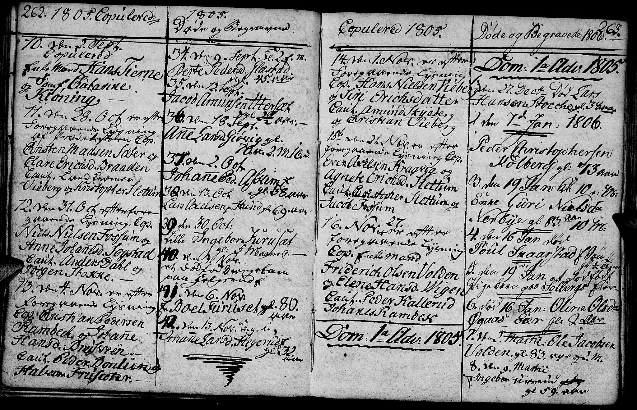 Vardal prestekontor, SAH/PREST-100/H/Ha/Hab/L0003: Parish register (copy) no. 3, 1803-1808, p. 262-263