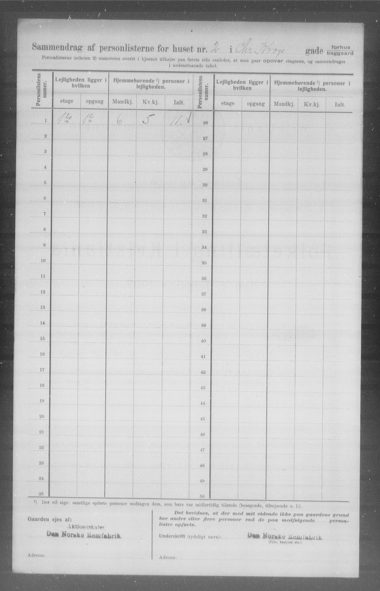 OBA, Municipal Census 1907 for Kristiania, 1907, p. 6052