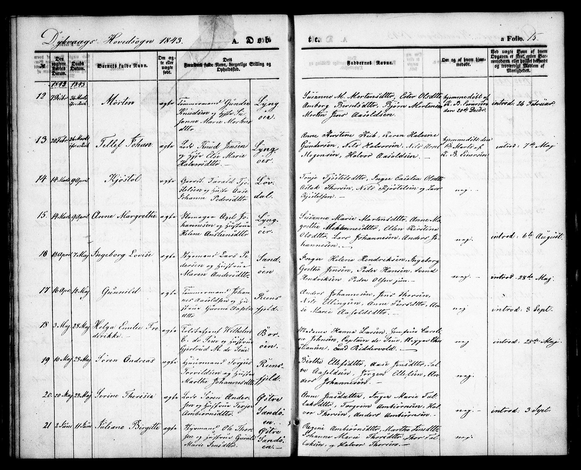 Dypvåg sokneprestkontor, AV/SAK-1111-0007/F/Fa/Faa/L0005: Parish register (official) no. A 5, 1841-1854, p. 15