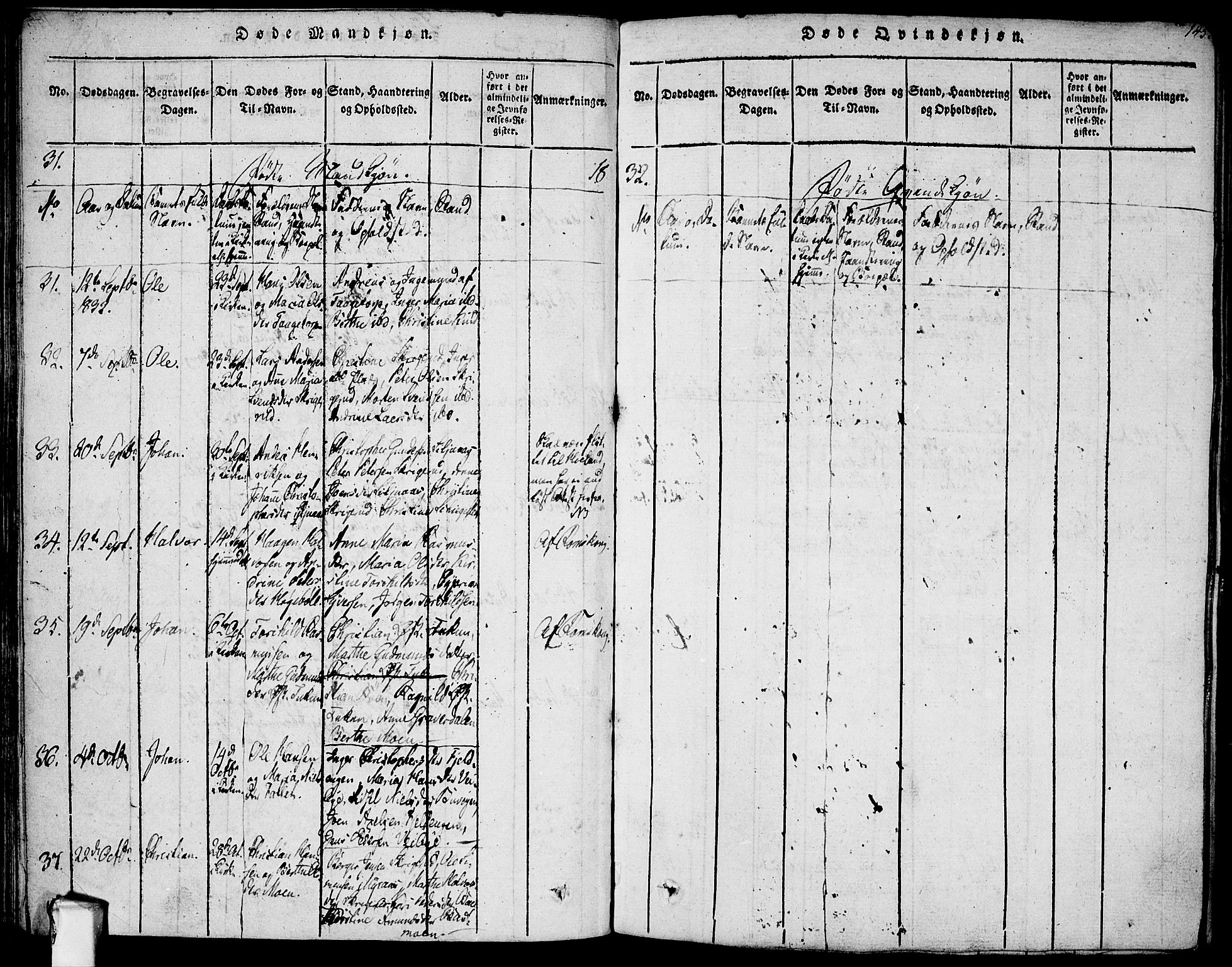 Rødenes prestekontor Kirkebøker, AV/SAO-A-2005/F/Fa/L0004: Parish register (official) no. I 4, 1814-1838, p. 145