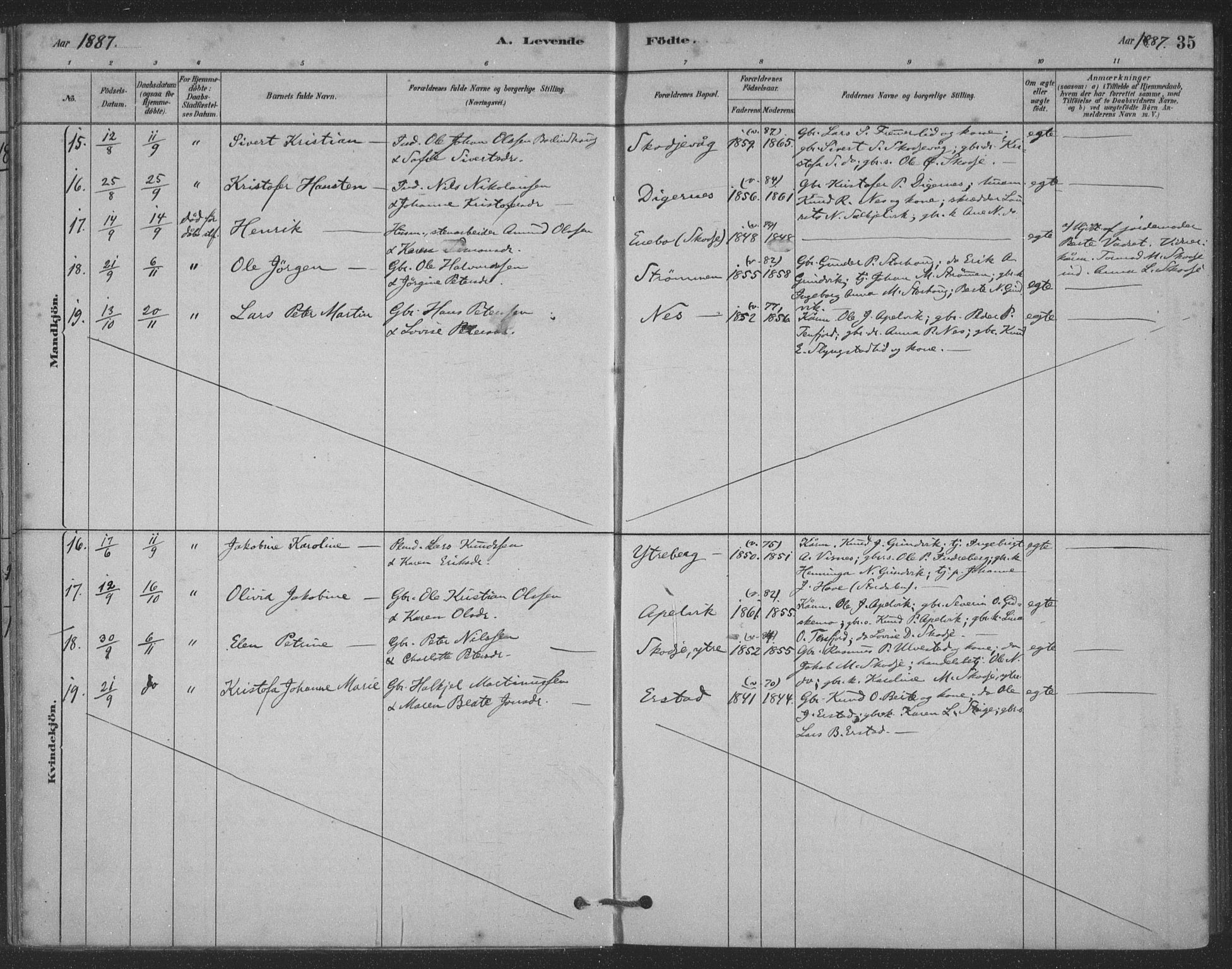 Ministerialprotokoller, klokkerbøker og fødselsregistre - Møre og Romsdal, AV/SAT-A-1454/524/L0356: Parish register (official) no. 524A08, 1880-1899, p. 35