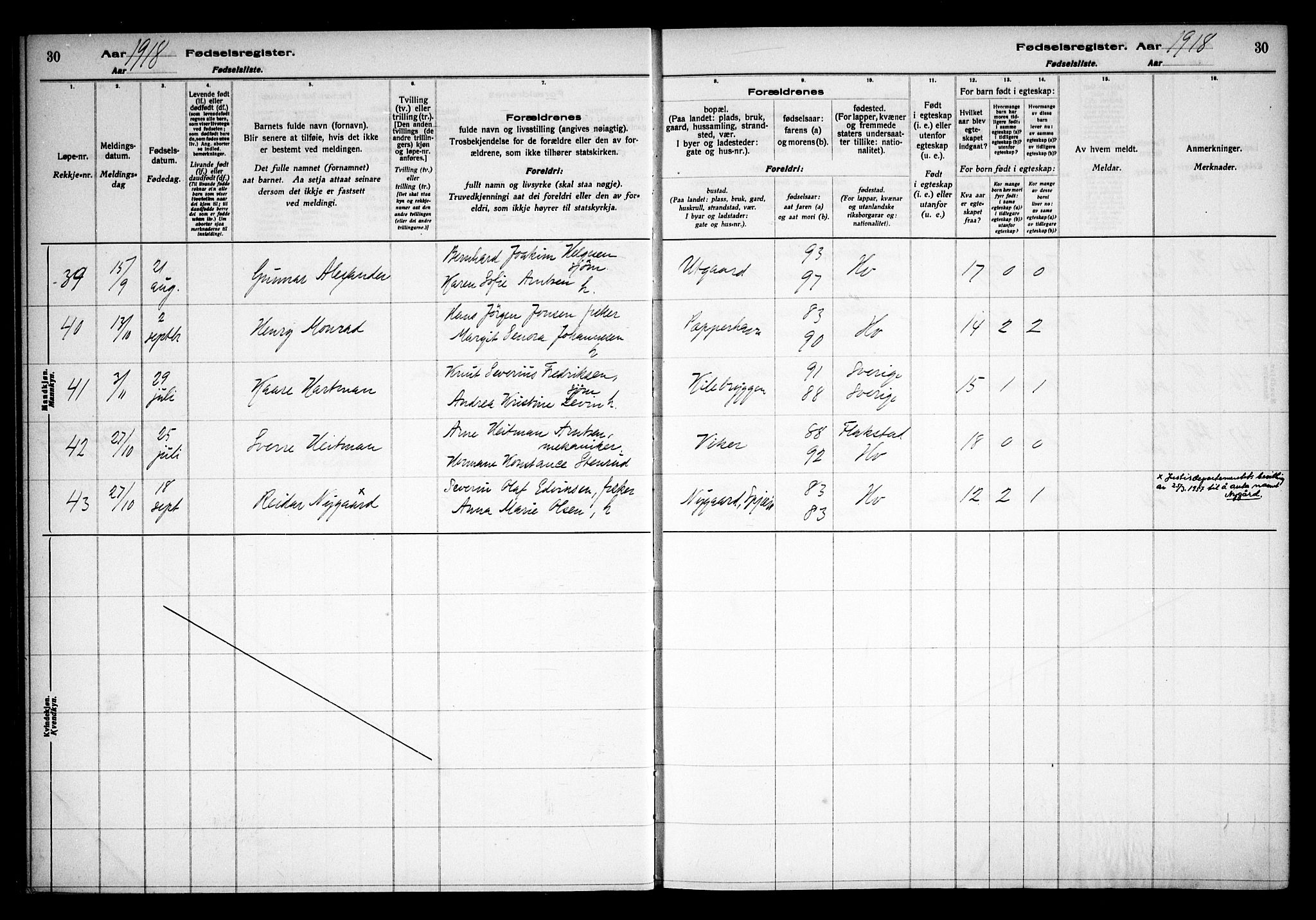 Hvaler prestekontor Kirkebøker, AV/SAO-A-2001/J/Ja/L0001: Birth register no. I 1, 1916-1938, p. 30