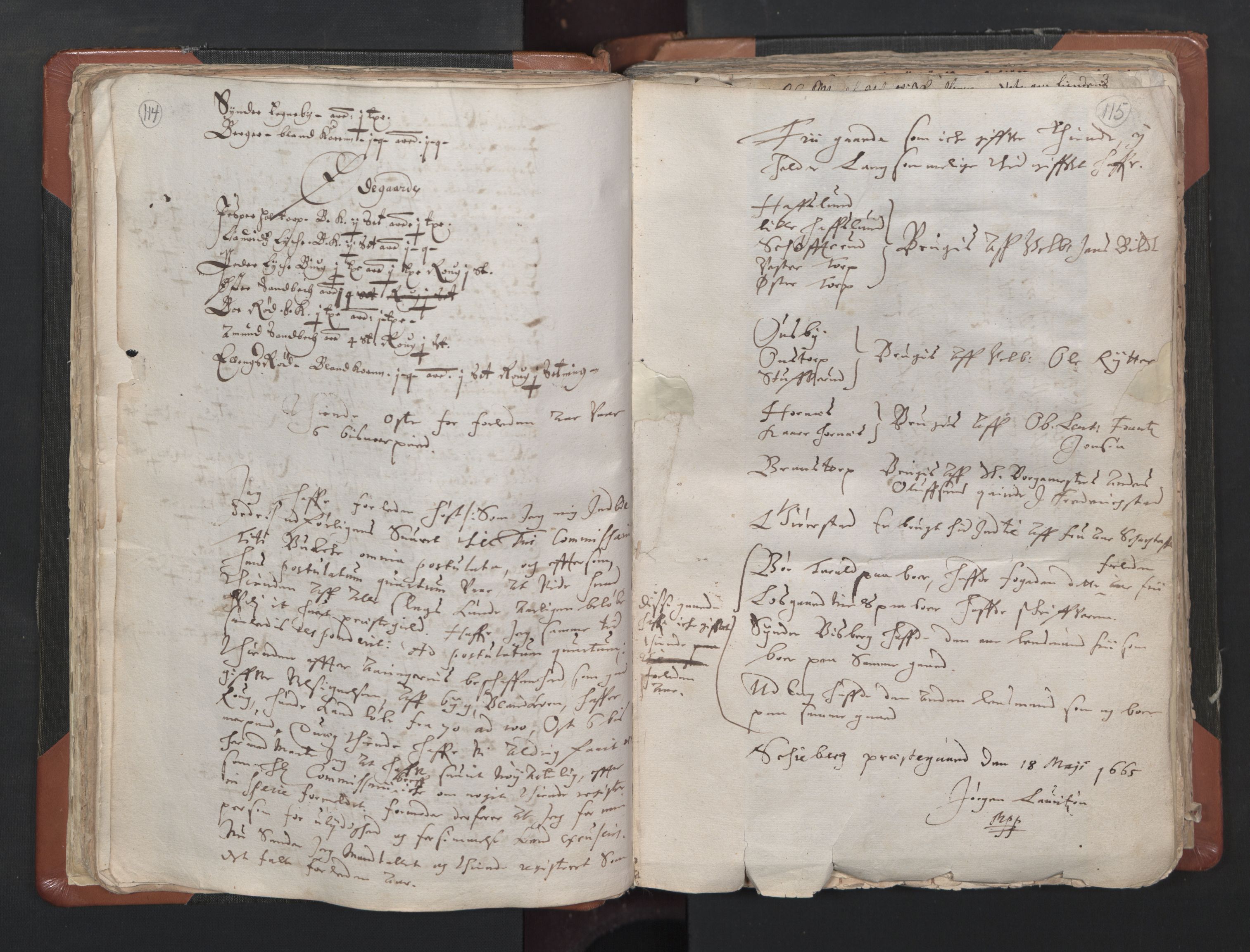 RA, Vicar's Census 1664-1666, no. 1: Nedre Borgesyssel deanery, 1664-1666, p. 114-115