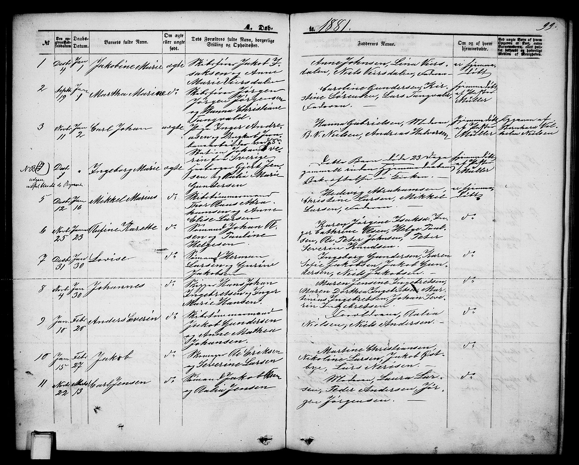 Brevik kirkebøker, AV/SAKO-A-255/G/Ga/L0003: Parish register (copy) no. 3, 1866-1881, p. 99