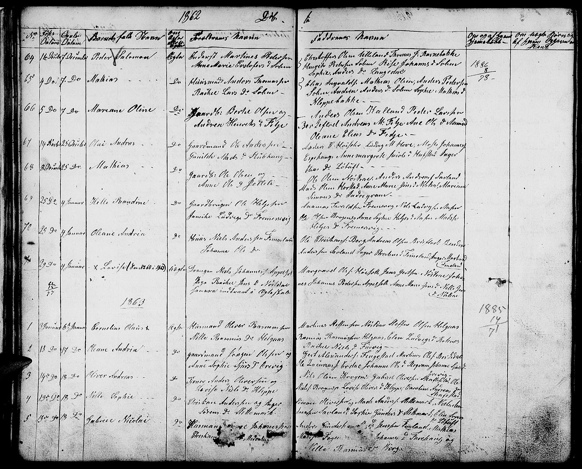 Førde sokneprestembete, SAB/A-79901/H/Hab/Habd/L0001: Parish register (copy) no. D 1, 1852-1877, p. 42