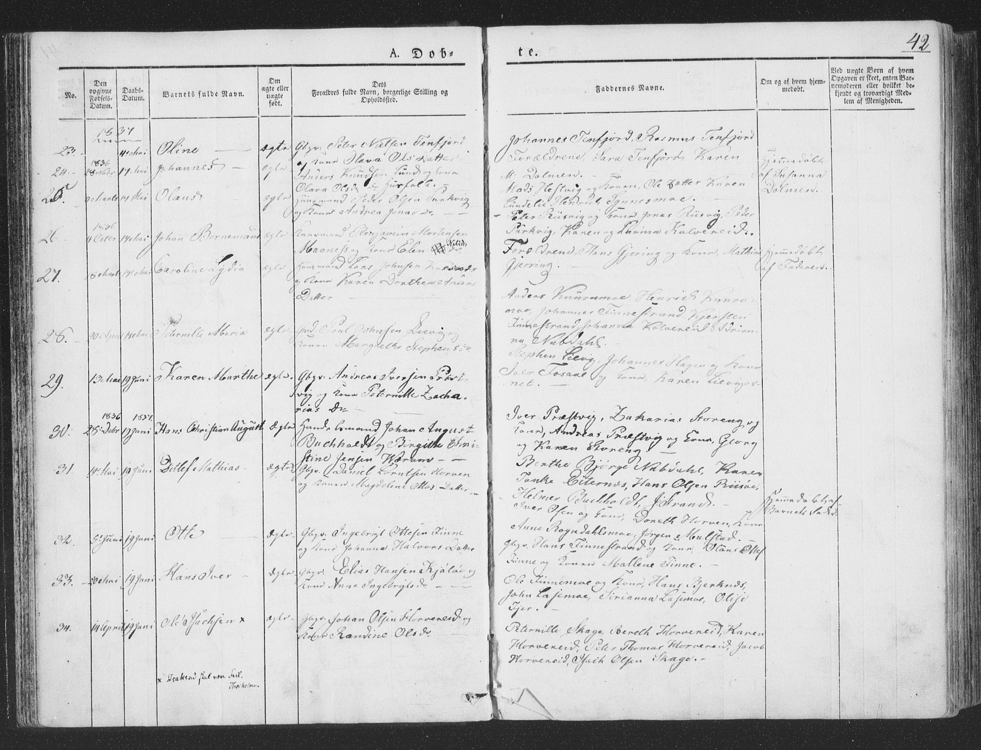 Ministerialprotokoller, klokkerbøker og fødselsregistre - Nord-Trøndelag, AV/SAT-A-1458/780/L0639: Parish register (official) no. 780A04, 1830-1844, p. 42