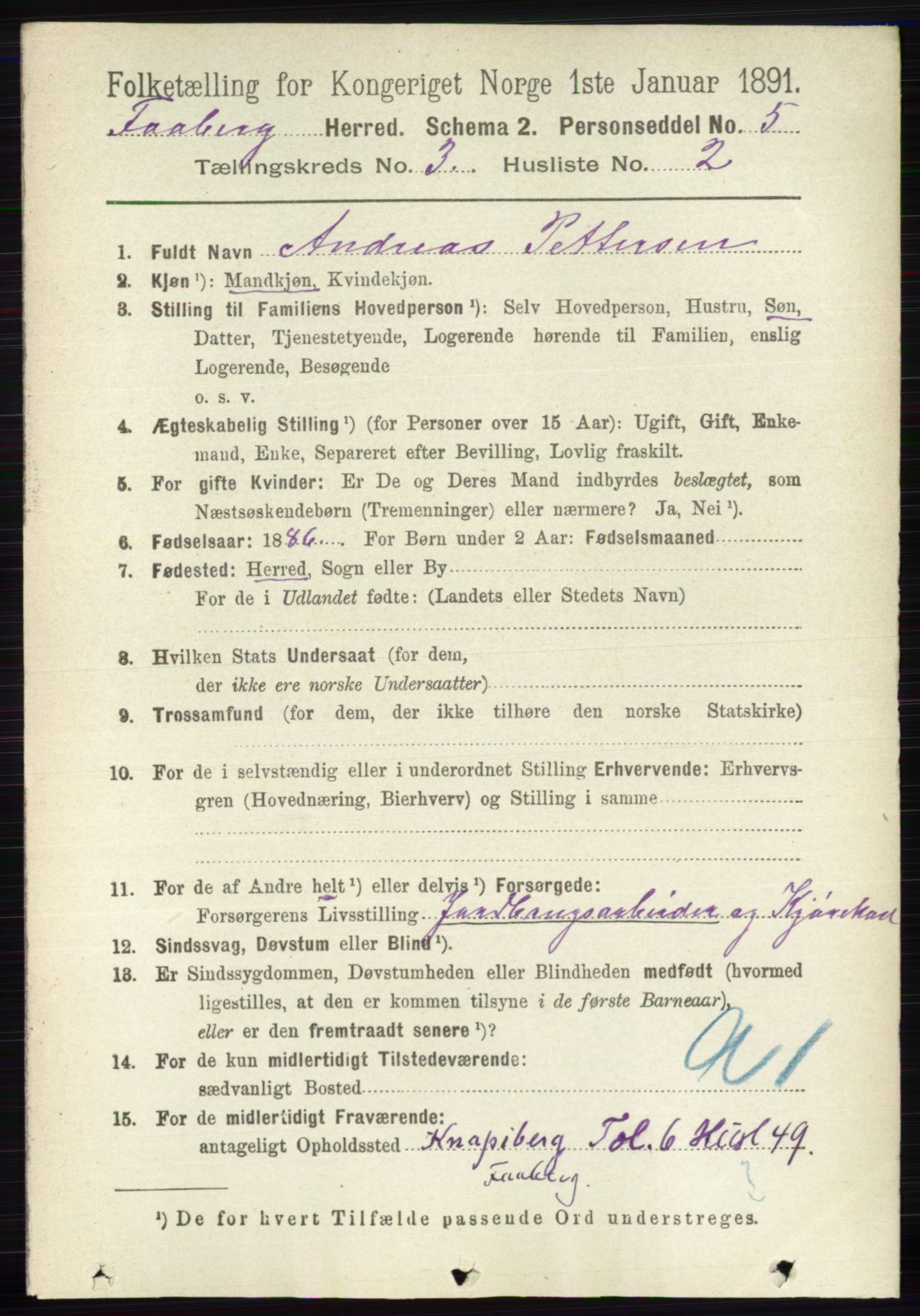 RA, 1891 census for 0524 Fåberg, 1891, p. 870