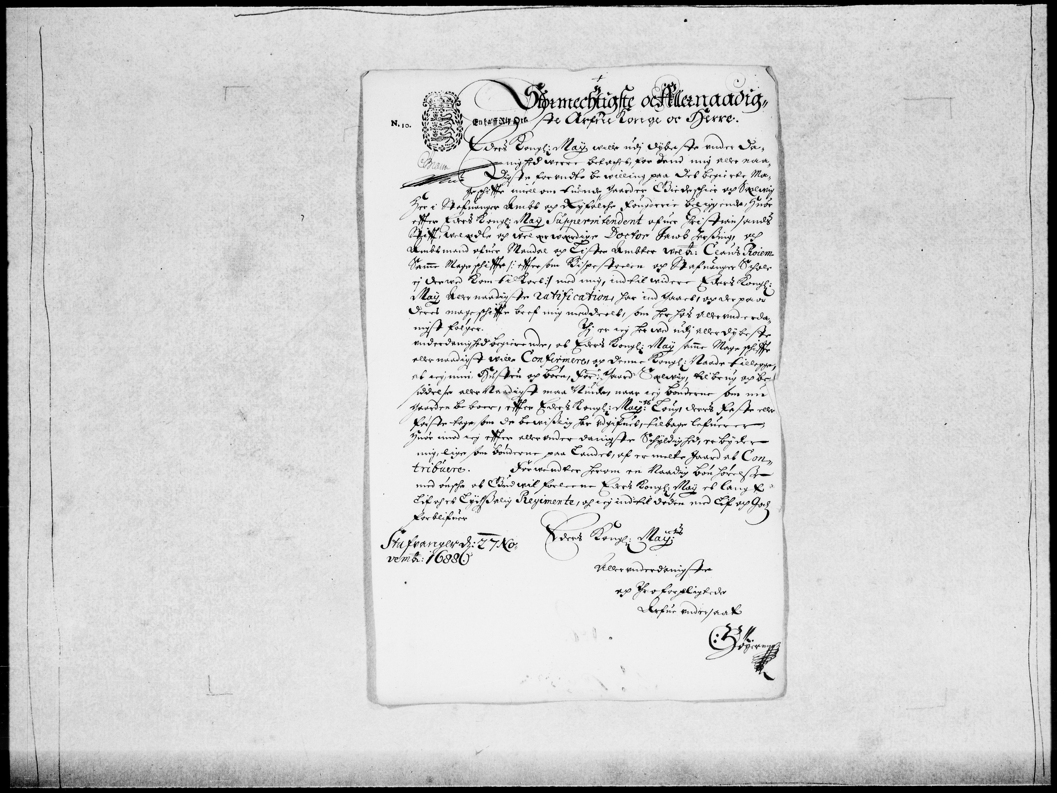 Danske Kanselli 1572-1799, AV/RA-EA-3023/F/Fc/Fcc/Fcca/L0042: Norske innlegg 1572-1799, 1688-1689, p. 466