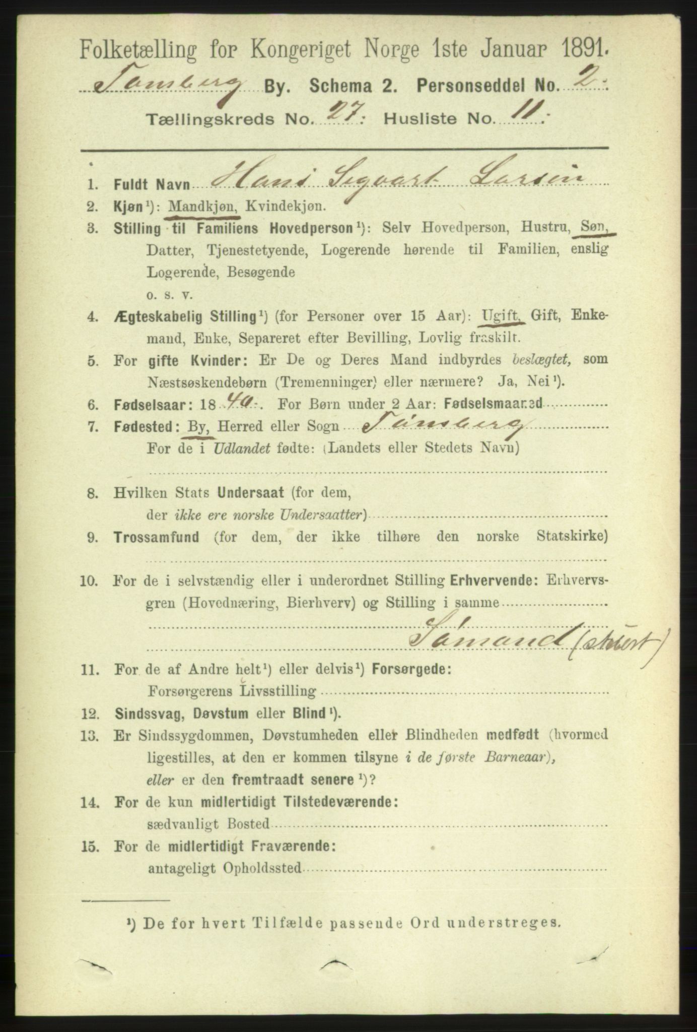 RA, 1891 census for 0705 Tønsberg, 1891, p. 6900