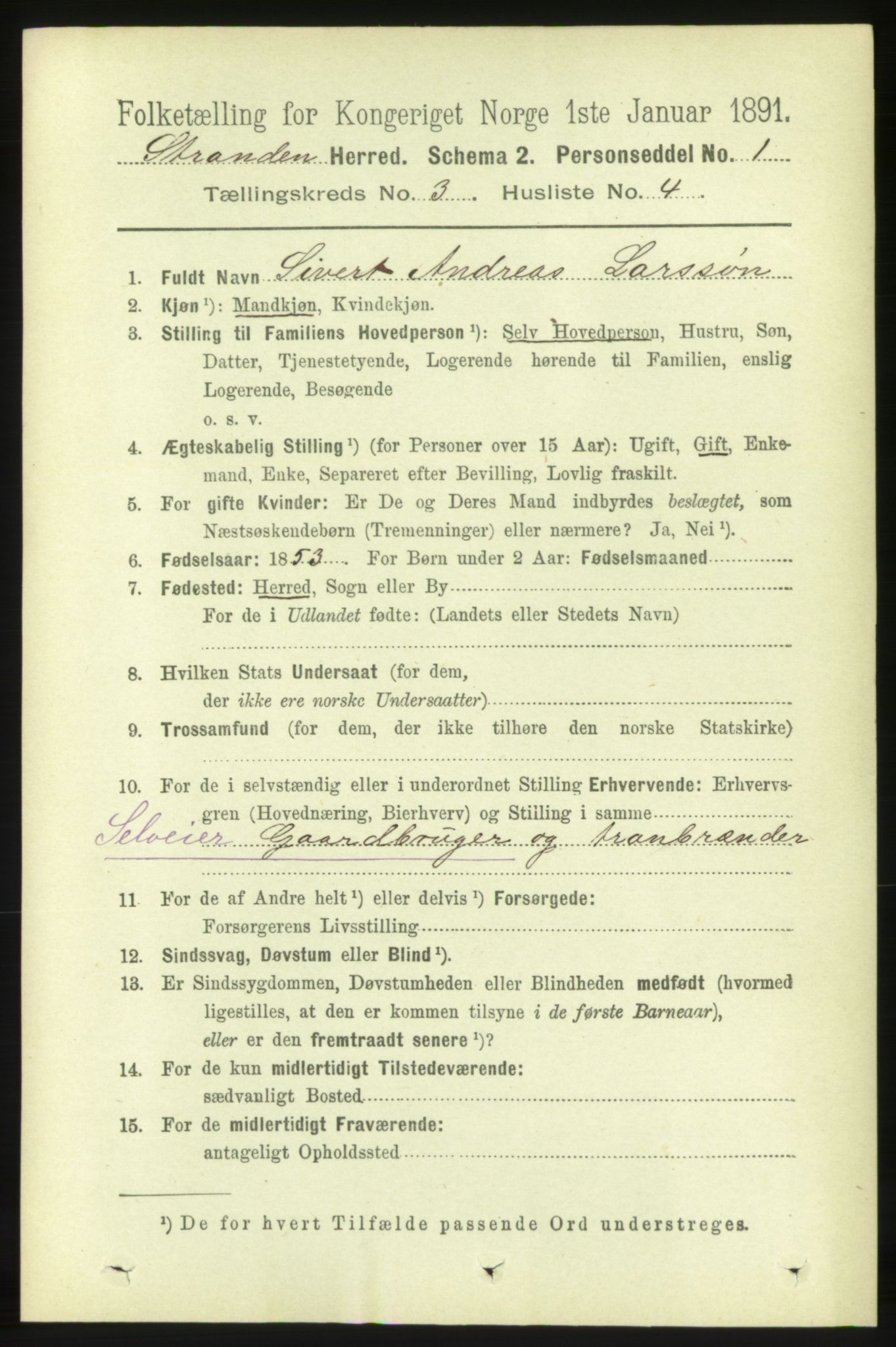 RA, 1891 census for 1525 Stranda, 1891, p. 517