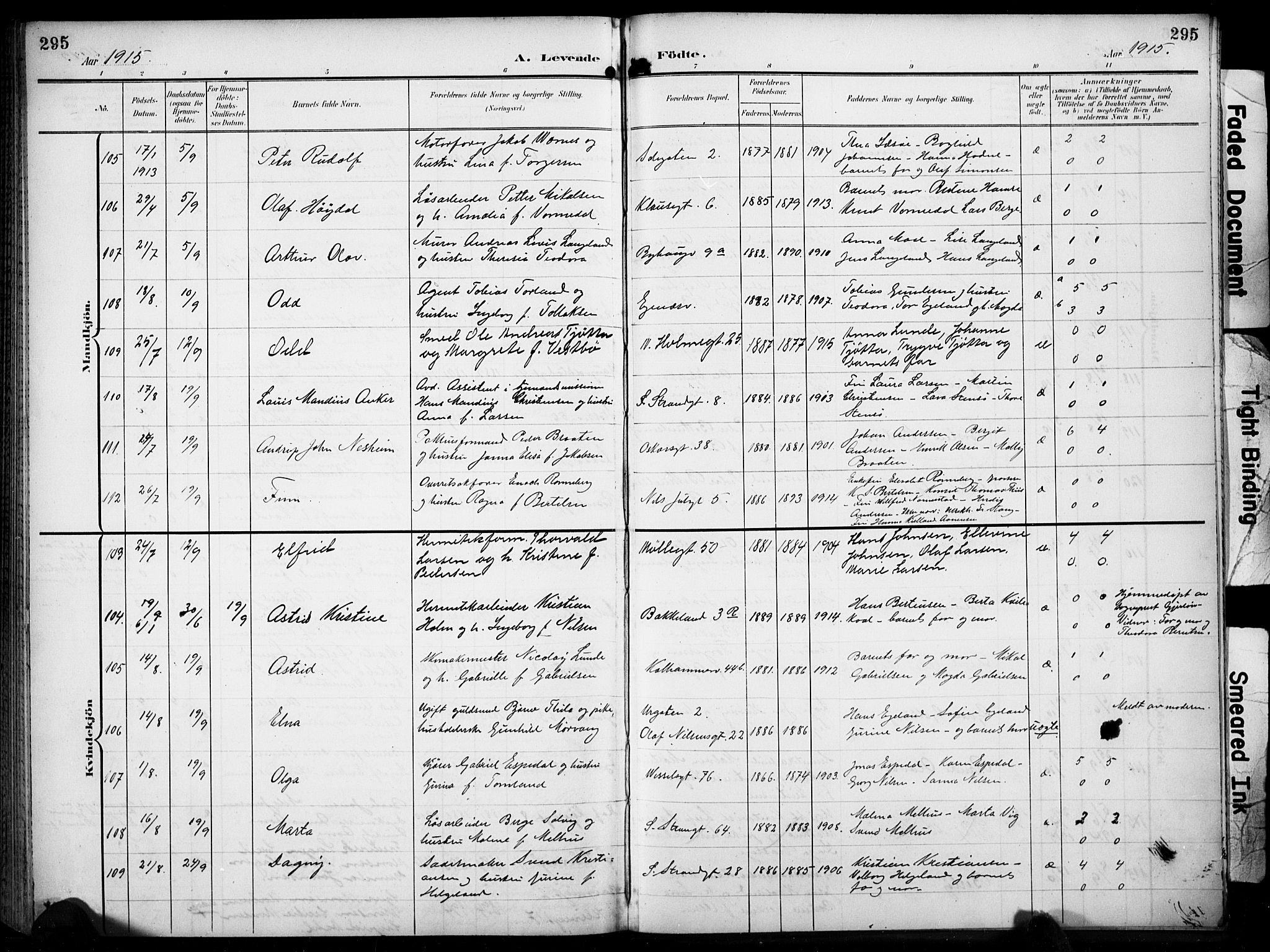 Domkirken sokneprestkontor, AV/SAST-A-101812/001/30/30BB/L0018: Parish register (copy) no. B 18, 1903-1915, p. 295