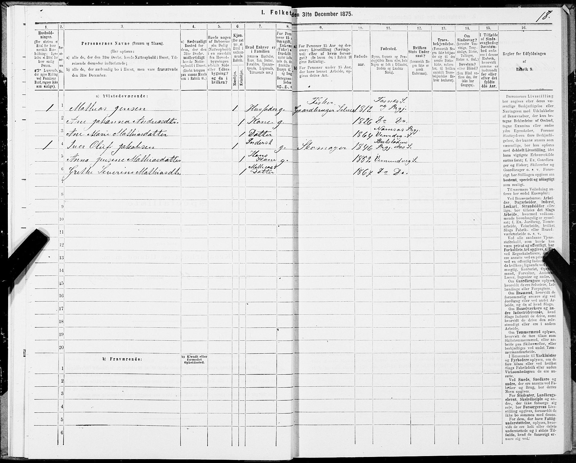 SAT, 1875 census for 1745L Namsos/Vemundvik og Sævik, 1875, p. 1018