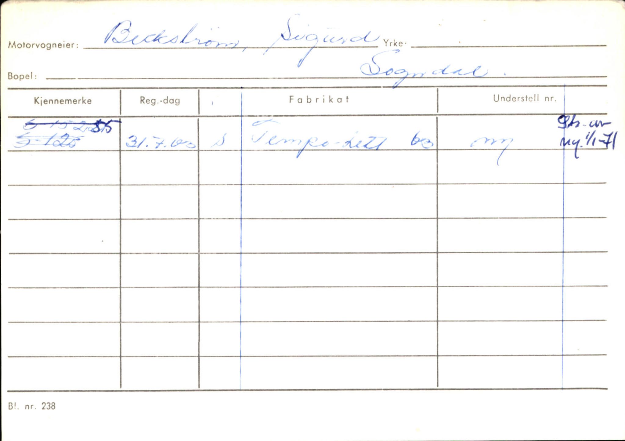 Statens vegvesen, Sogn og Fjordane vegkontor, AV/SAB-A-5301/4/F/L0124: Eigarregister Sogndal A-U, 1945-1975, p. 83