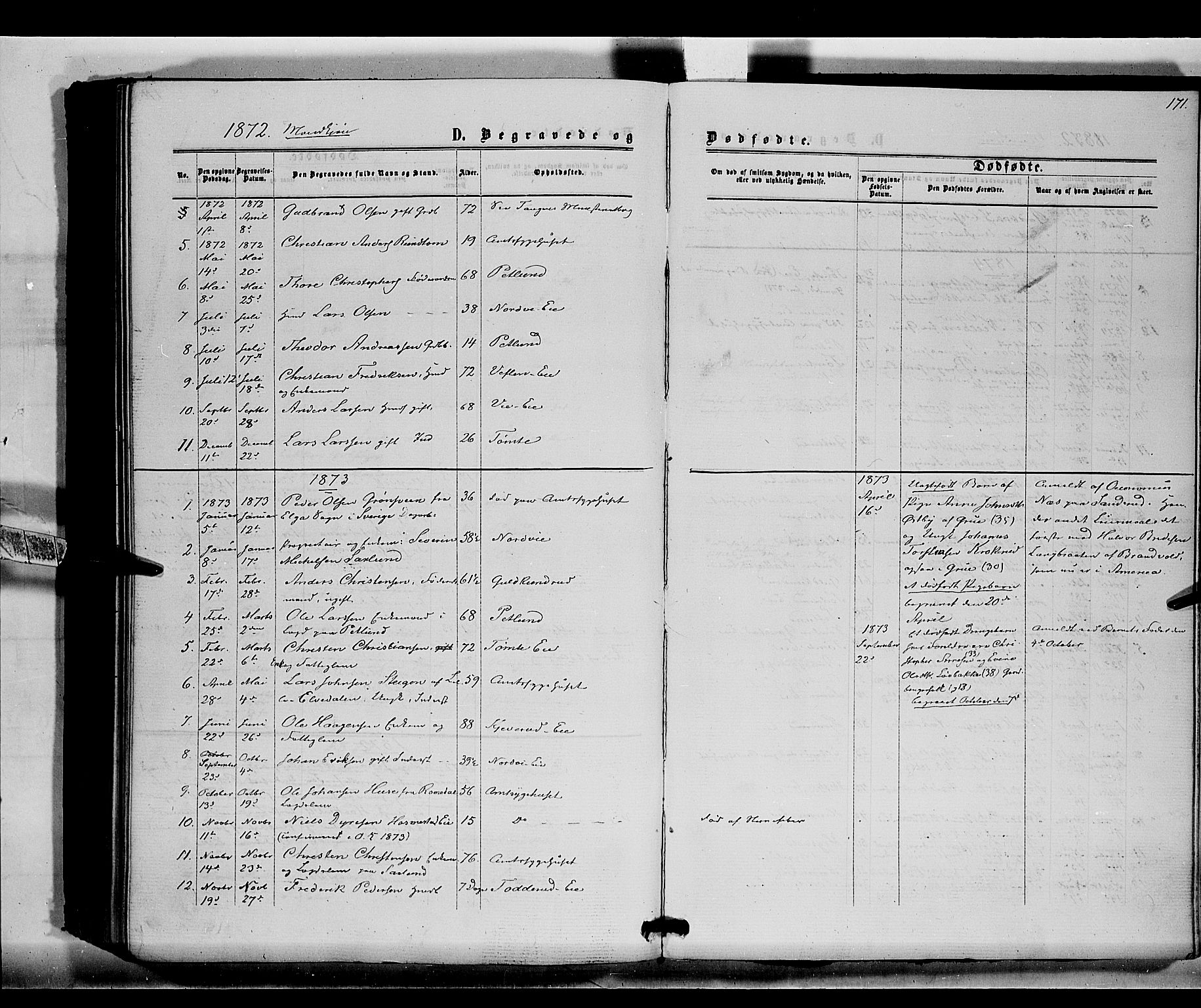Stange prestekontor, SAH/PREST-002/K/L0015: Parish register (official) no. 15, 1862-1879, p. 171