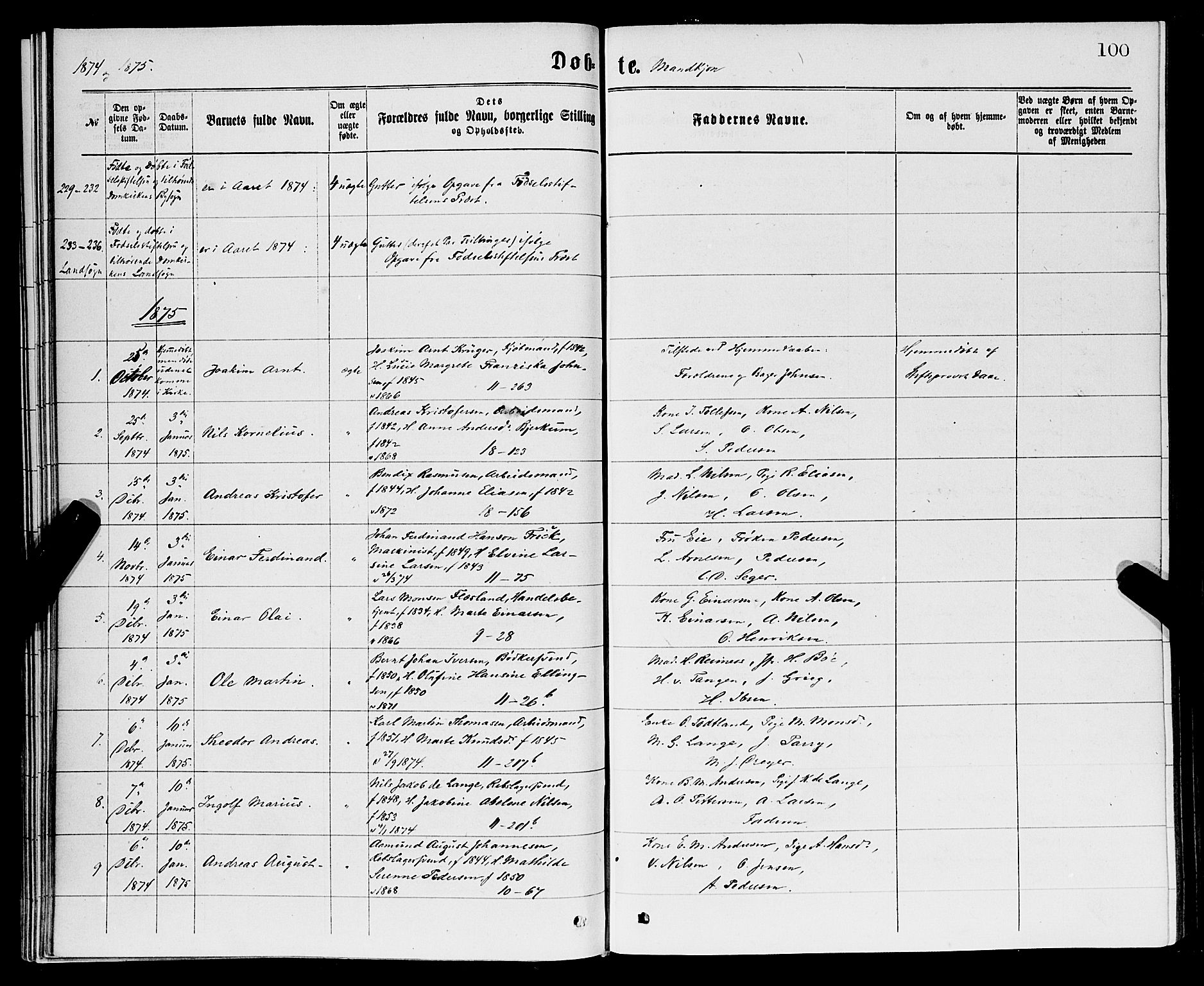 Domkirken sokneprestembete, SAB/A-74801/H/Hab/L0013: Parish register (copy) no. B 6, 1869-1876, p. 100