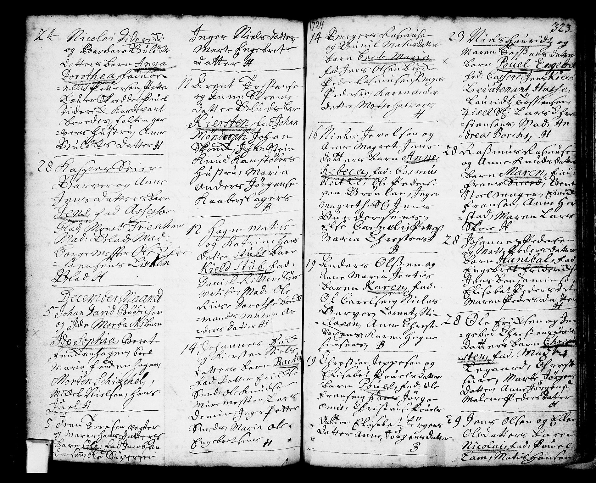 Oslo domkirke Kirkebøker, AV/SAO-A-10752/F/Fa/L0002: Parish register (official) no. 2, 1705-1730, p. 323