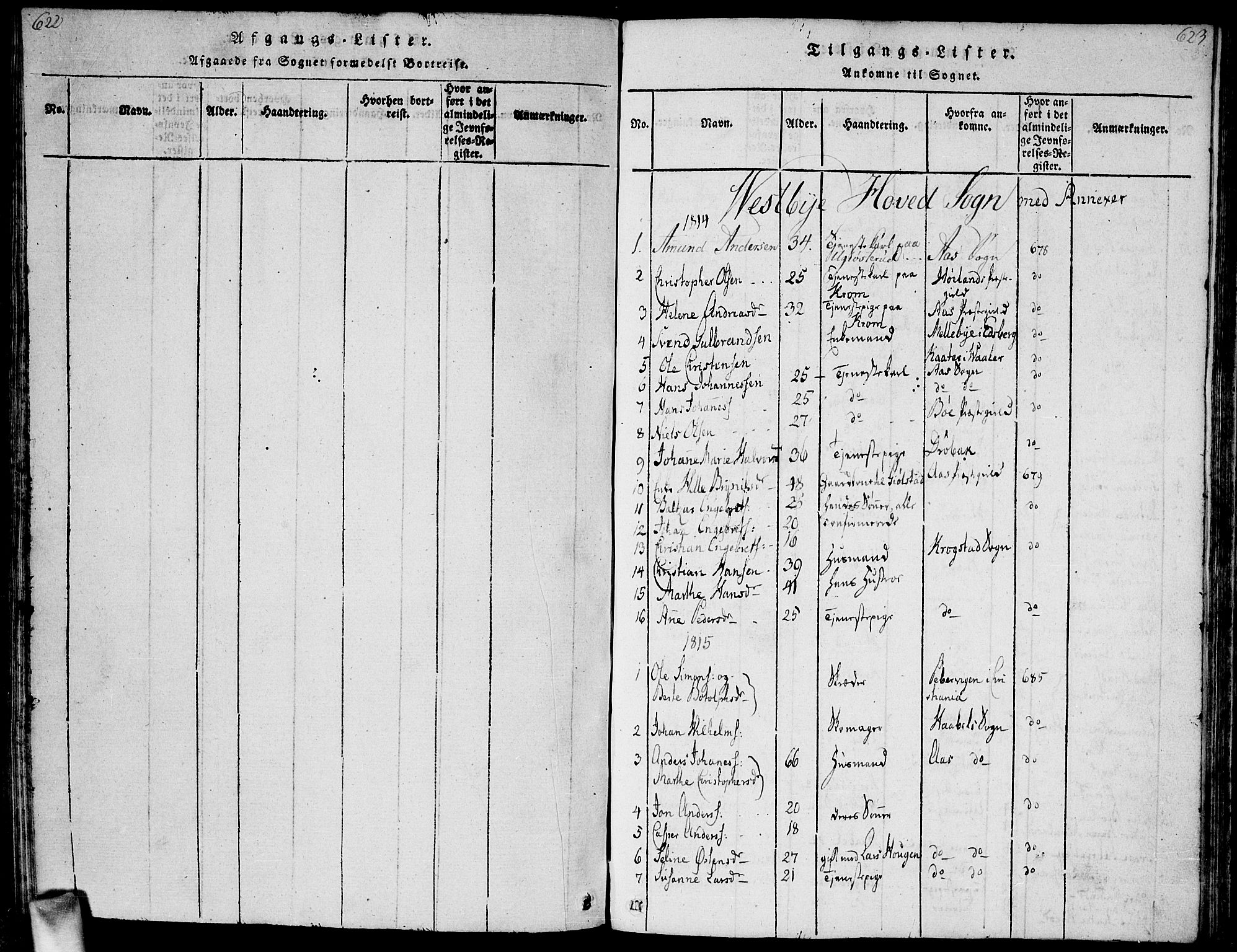Vestby prestekontor Kirkebøker, SAO/A-10893/G/Ga/L0001: Parish register (copy) no. I 1, 1814-1827, p. 622-623