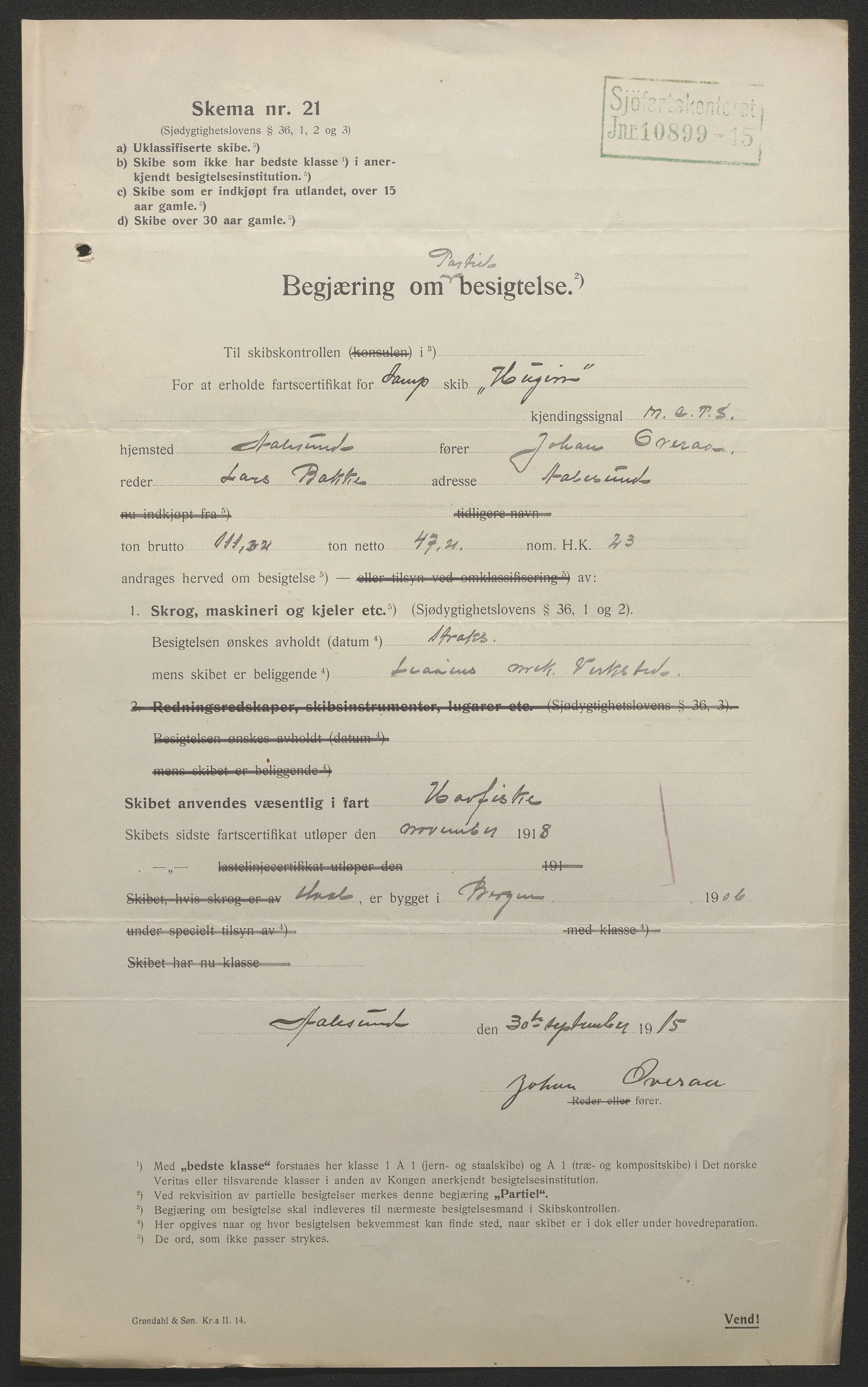 Sjøfartsdirektoratet med forløpere, skipsmapper slettede skip, AV/RA-S-4998/F/Fa/L0519: --, 1850-1922, p. 410