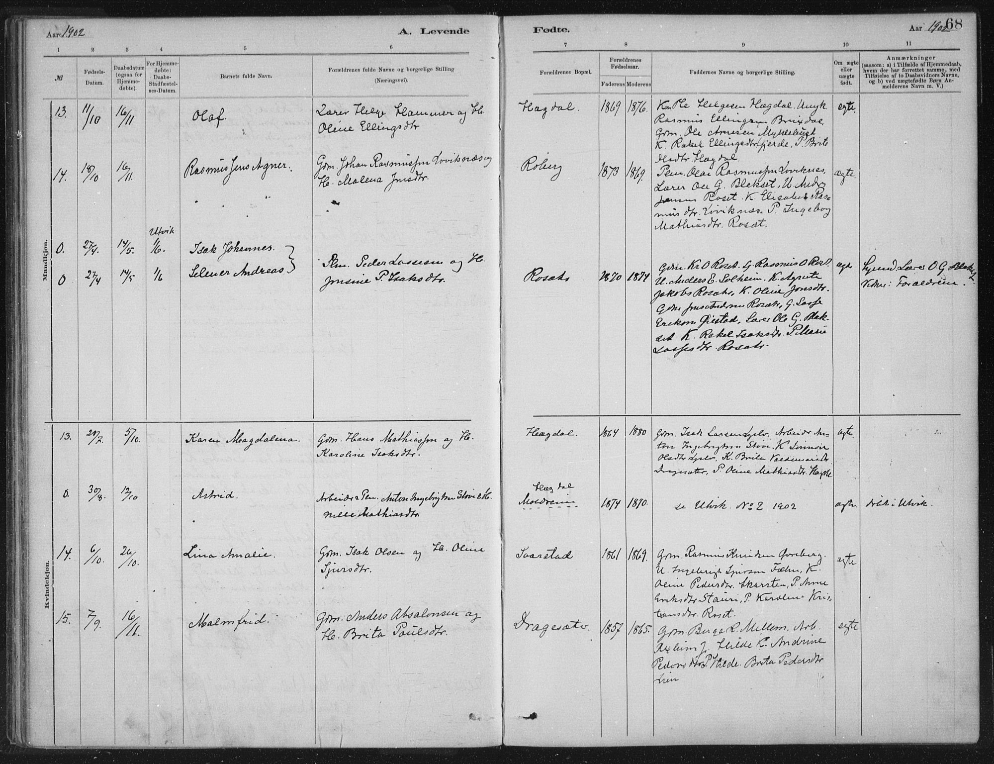 Innvik sokneprestembete, AV/SAB-A-80501: Parish register (official) no. B  1, 1879-1902, p. 68