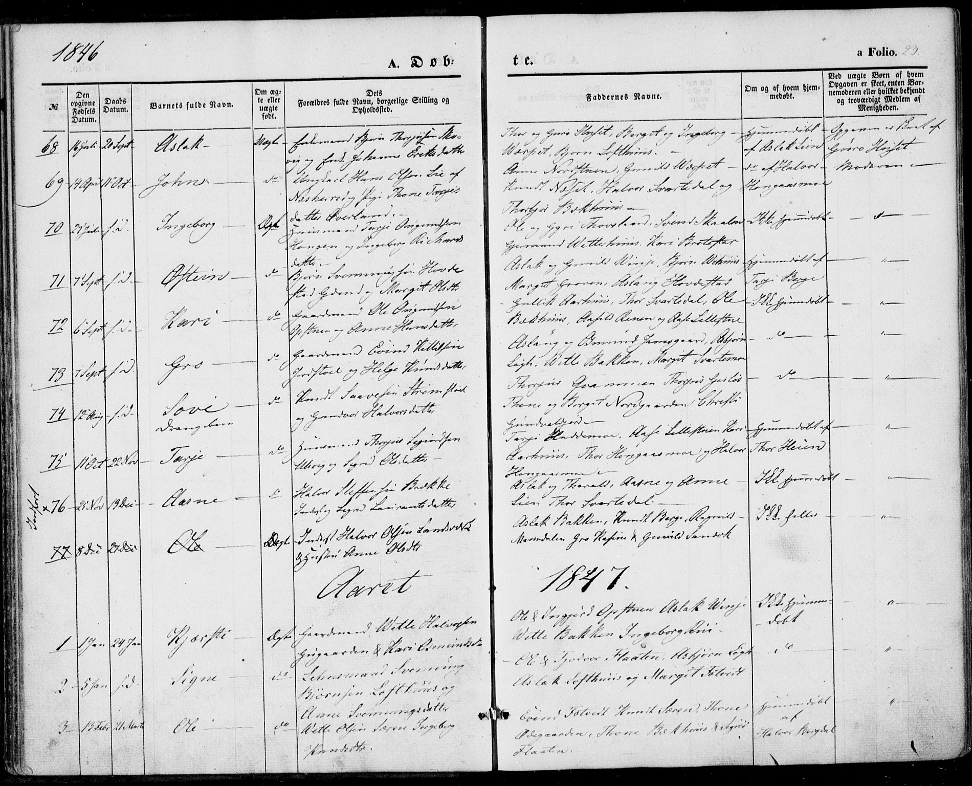 Vinje kirkebøker, SAKO/A-312/F/Fa/L0004: Parish register (official) no. I 4, 1843-1869, p. 23