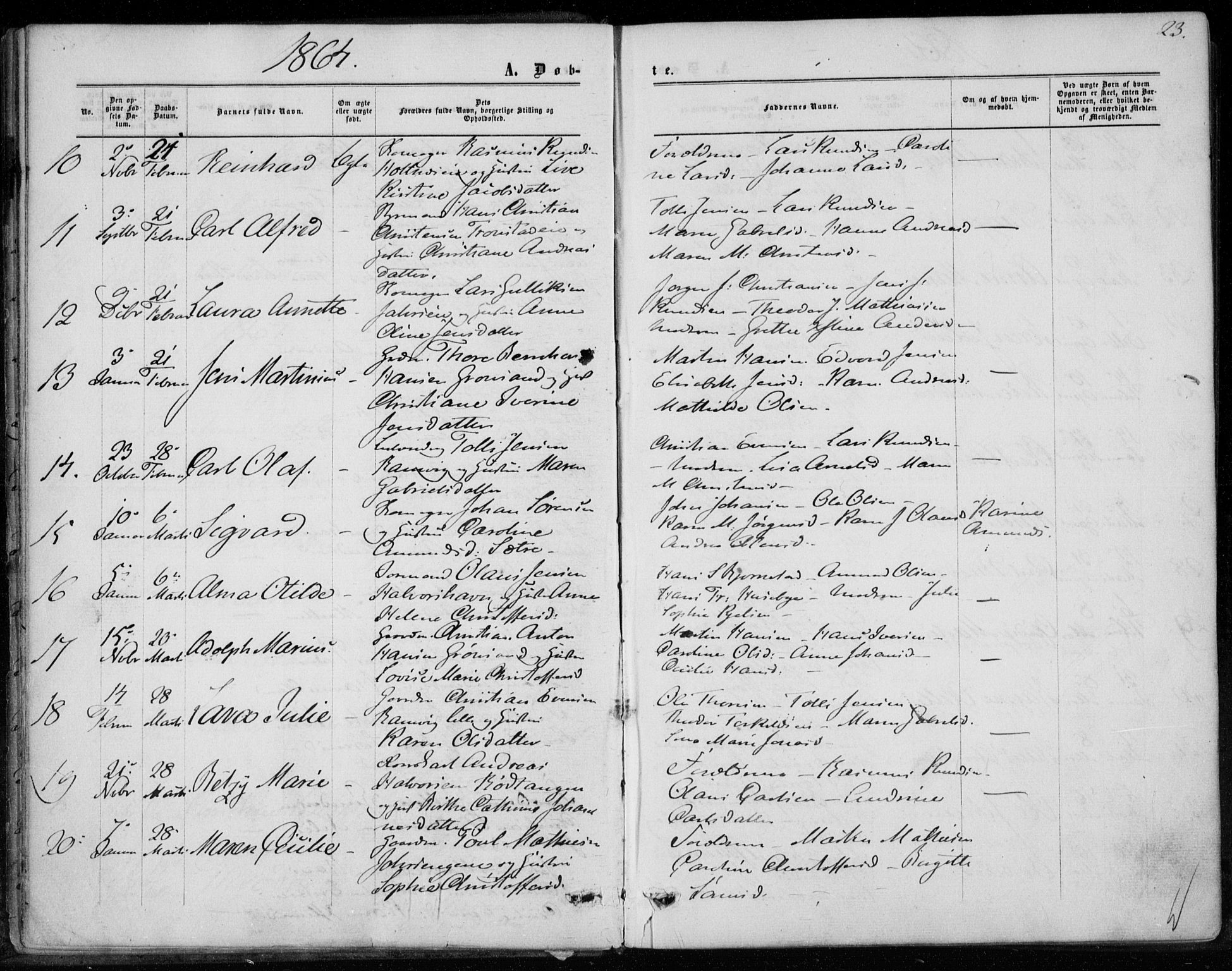 Hurum kirkebøker, SAKO/A-229/F/Fa/L0012: Parish register (official) no. 12, 1861-1875, p. 23