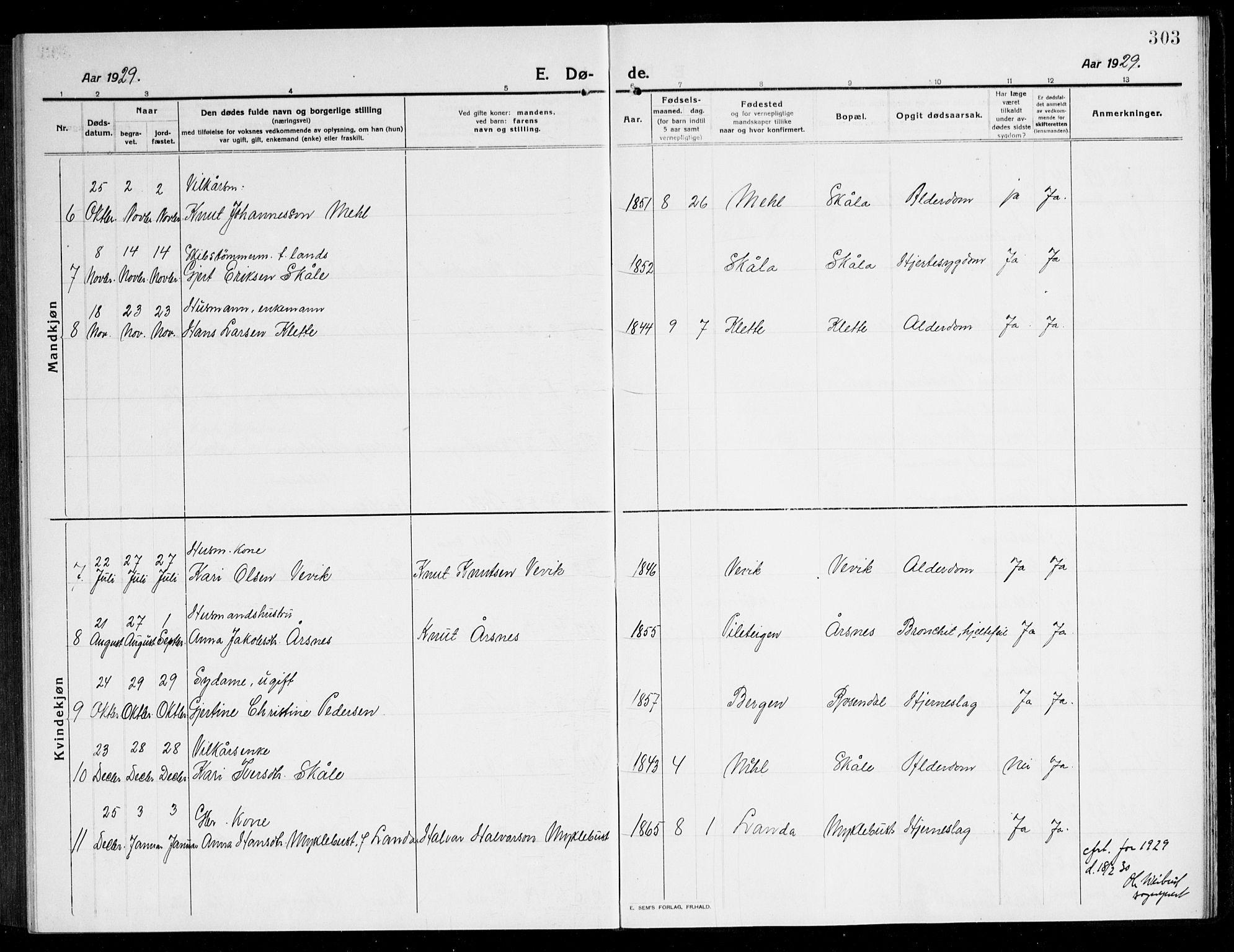 Kvinnherad sokneprestembete, SAB/A-76401/H/Hab: Parish register (copy) no. A 3, 1911-1945, p. 303