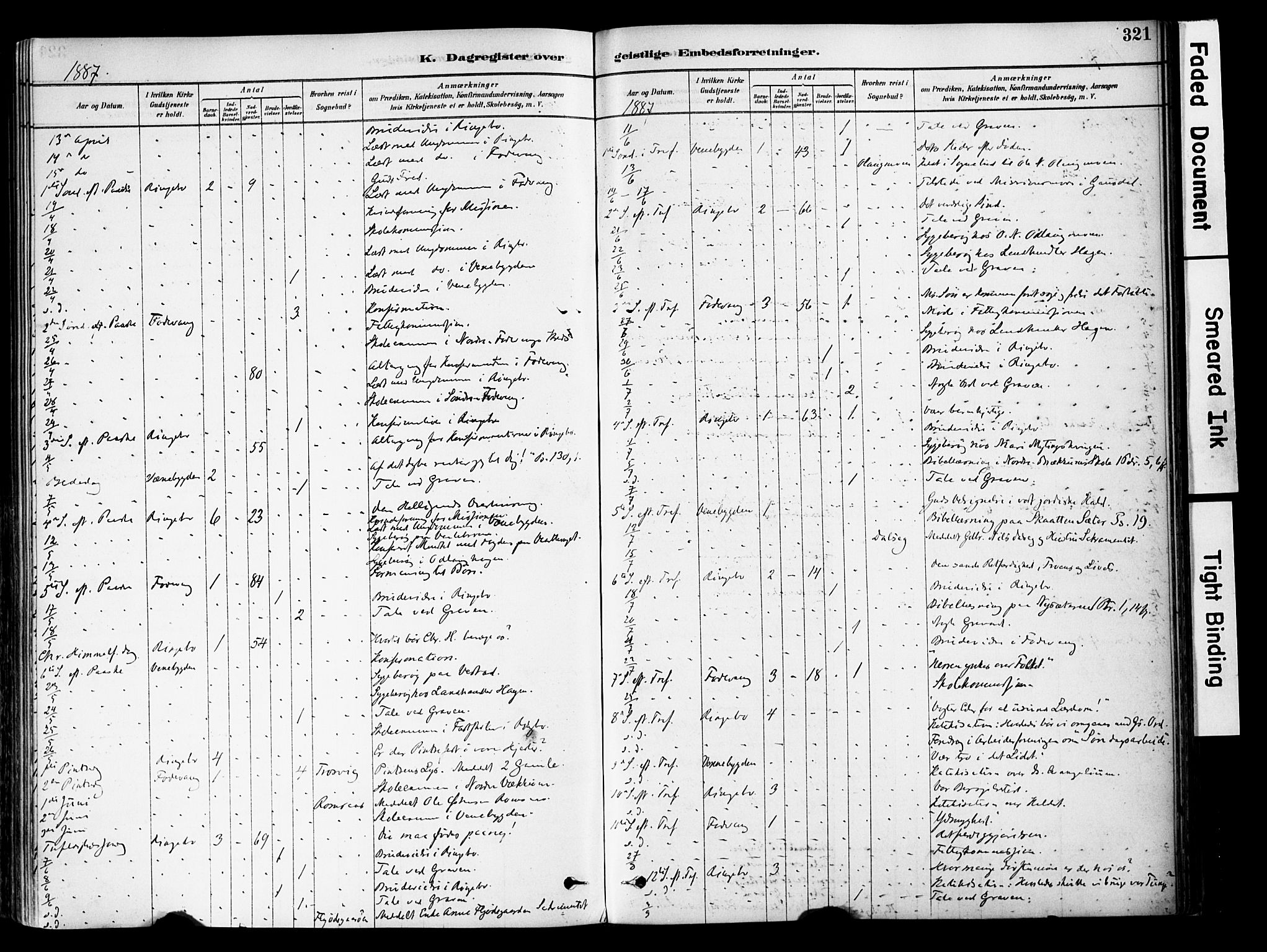 Ringebu prestekontor, AV/SAH-PREST-082/H/Ha/Haa/L0008: Parish register (official) no. 8, 1878-1898, p. 321