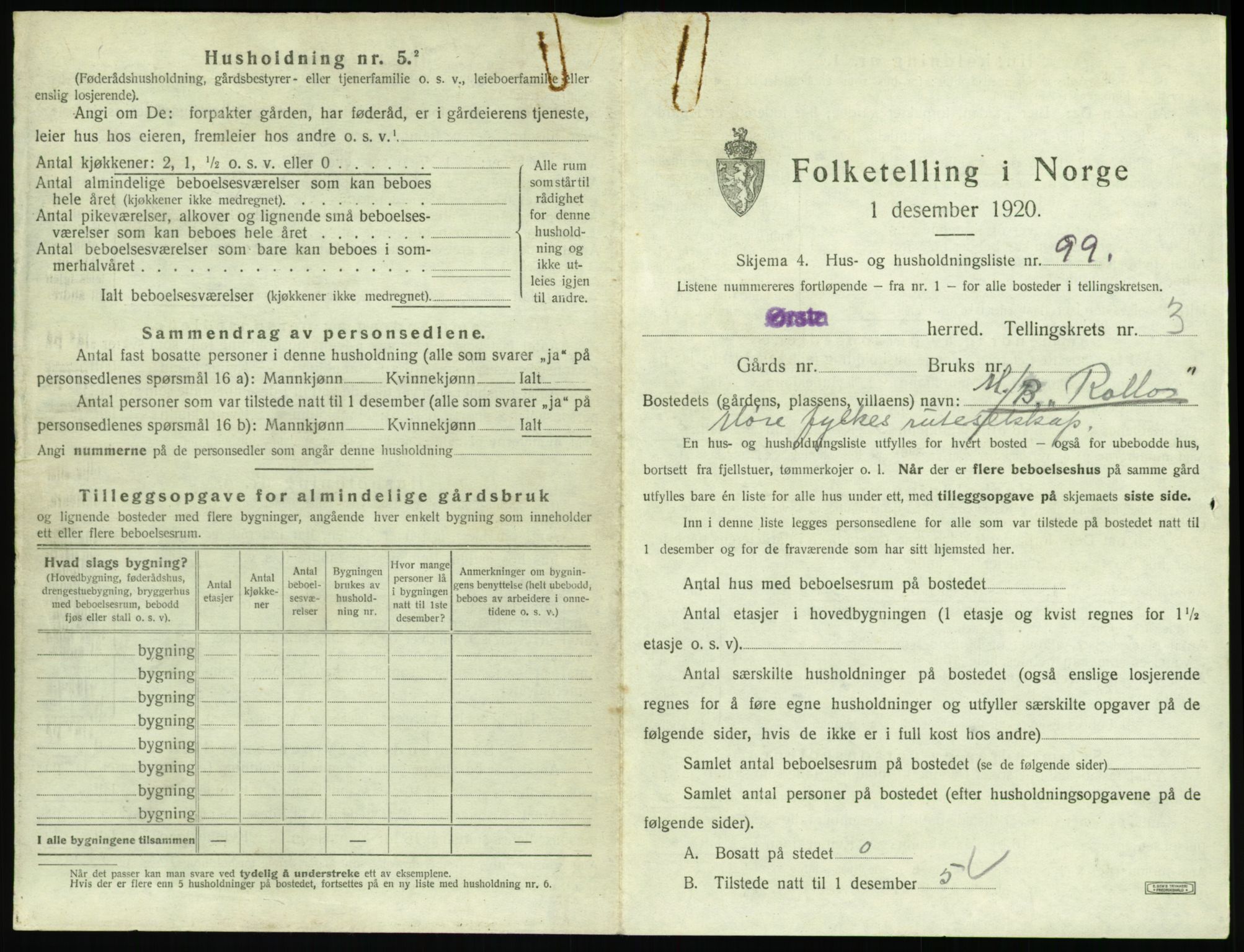 SAT, 1920 census for Ørsta, 1920, p. 444