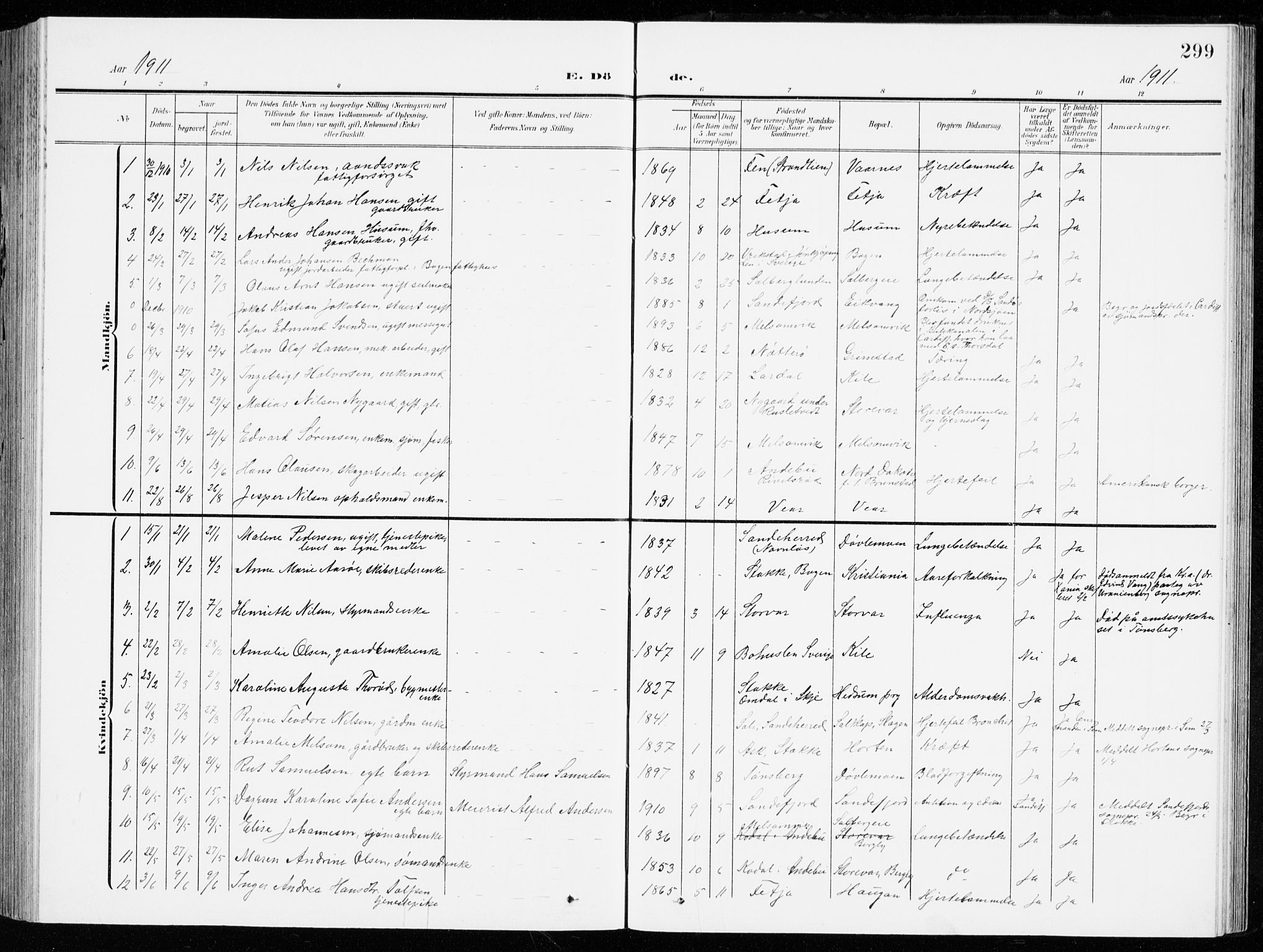 Stokke kirkebøker, SAKO/A-320/G/Ga/L0001: Parish register (copy) no. I 1, 1904-1940, p. 299