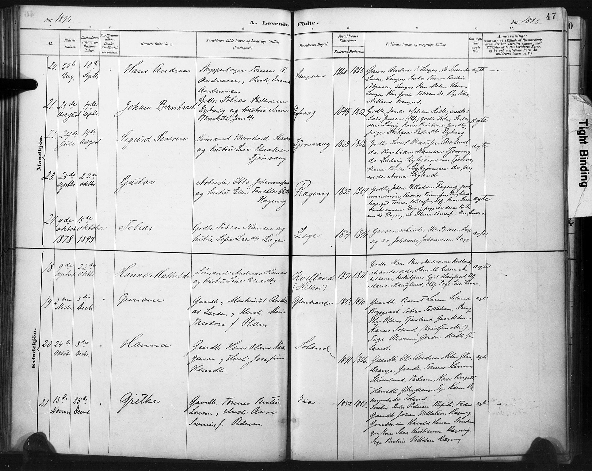 Flekkefjord sokneprestkontor, AV/SAK-1111-0012/F/Fa/Fac/L0008: Parish register (official) no. A 8, 1885-1898, p. 47