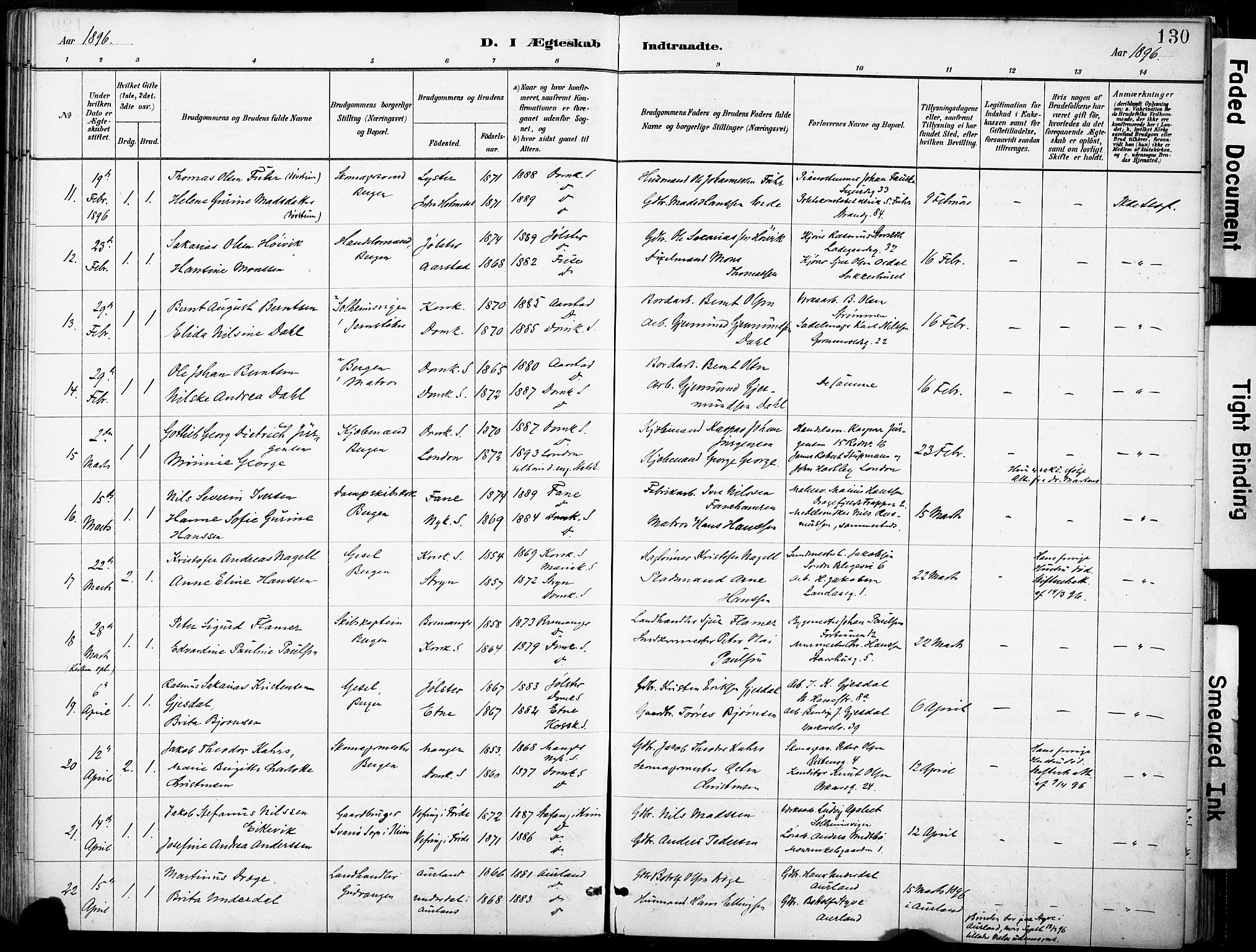 Domkirken sokneprestembete, SAB/A-74801/H/Haa/L0037: Parish register (official) no. D 4, 1880-1907, p. 130