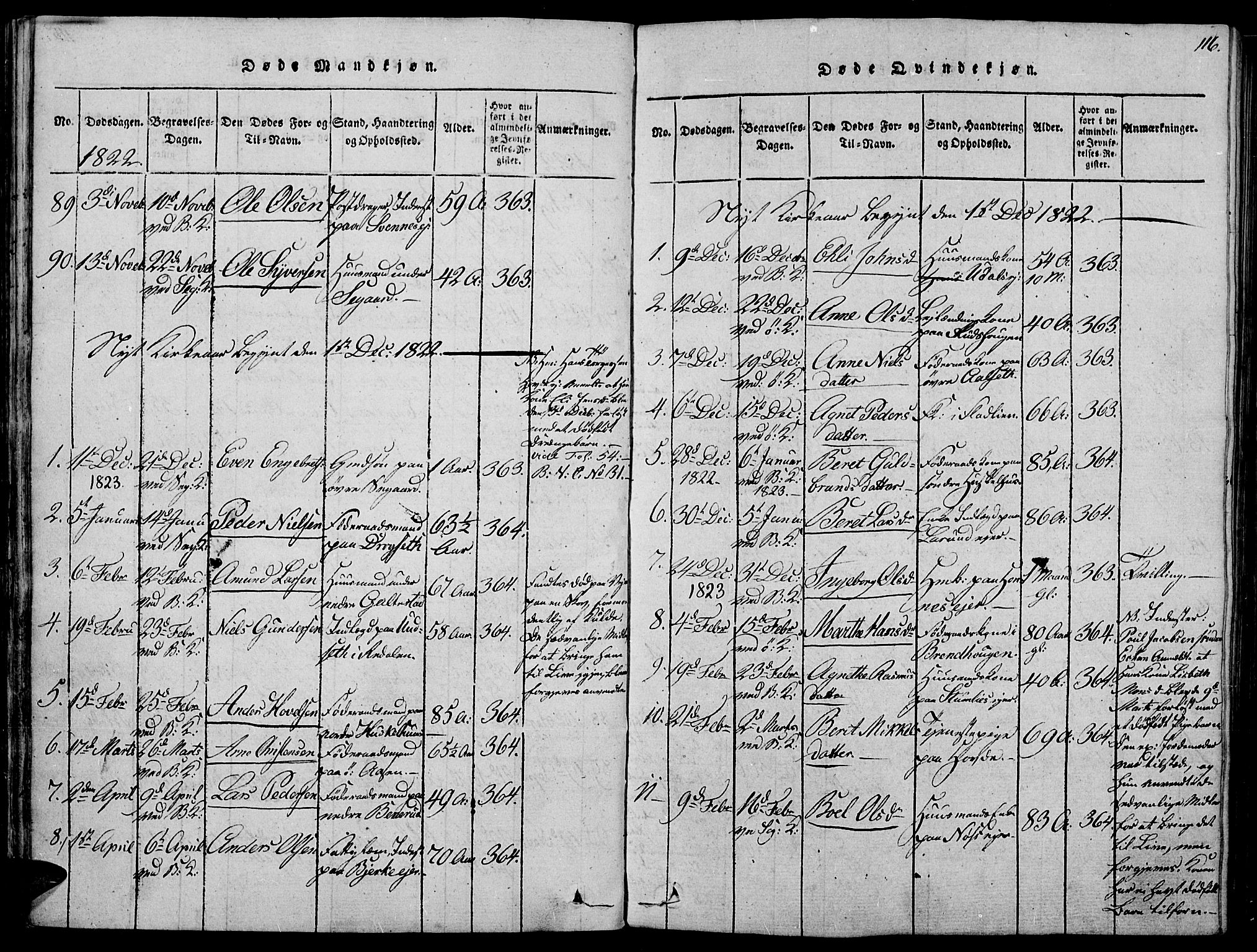 Biri prestekontor, AV/SAH-PREST-096/H/Ha/Haa/L0003: Parish register (official) no. 3, 1814-1828, p. 116