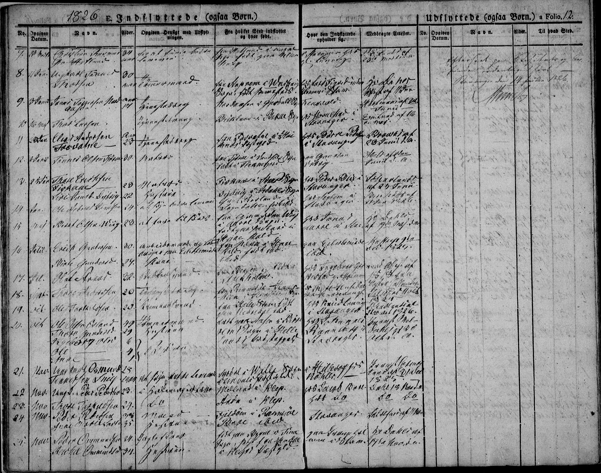 Domkirken sokneprestkontor, AV/SAST-A-101812/001/30/30BA/L0010: Parish register (official) no. A 10, 1821-1859, p. 12