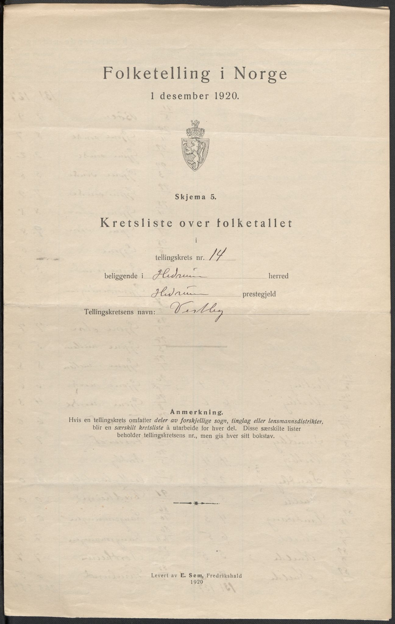 SAKO, 1920 census for Hedrum, 1920, p. 46