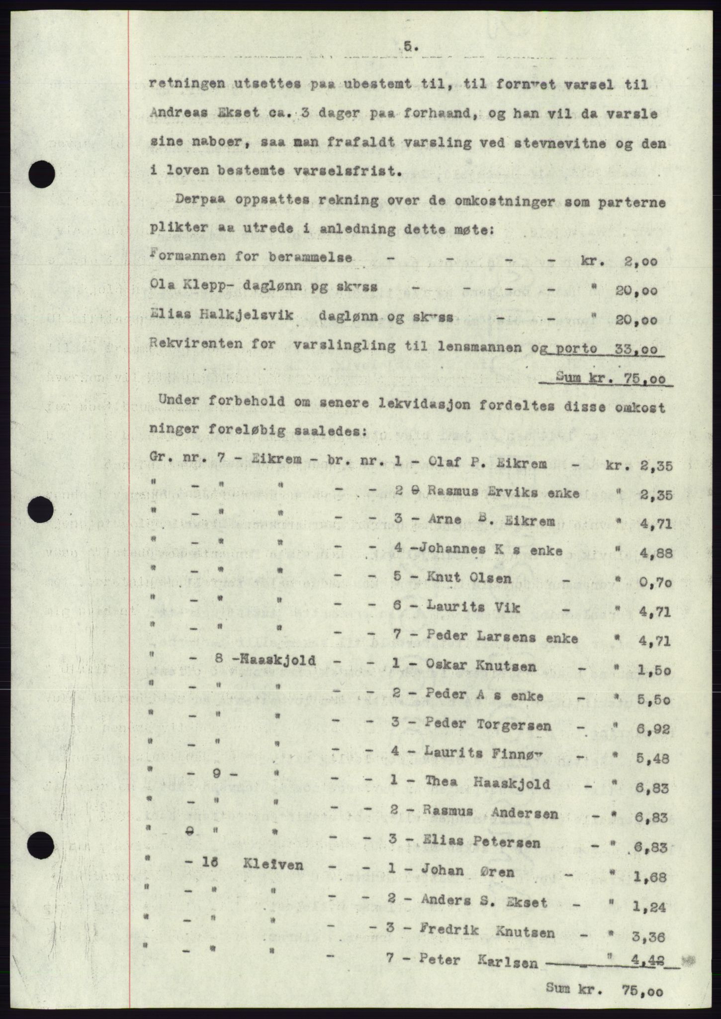 Søre Sunnmøre sorenskriveri, AV/SAT-A-4122/1/2/2C/L0077: Mortgage book no. 3A, 1945-1946, Diary no: : 768/1945