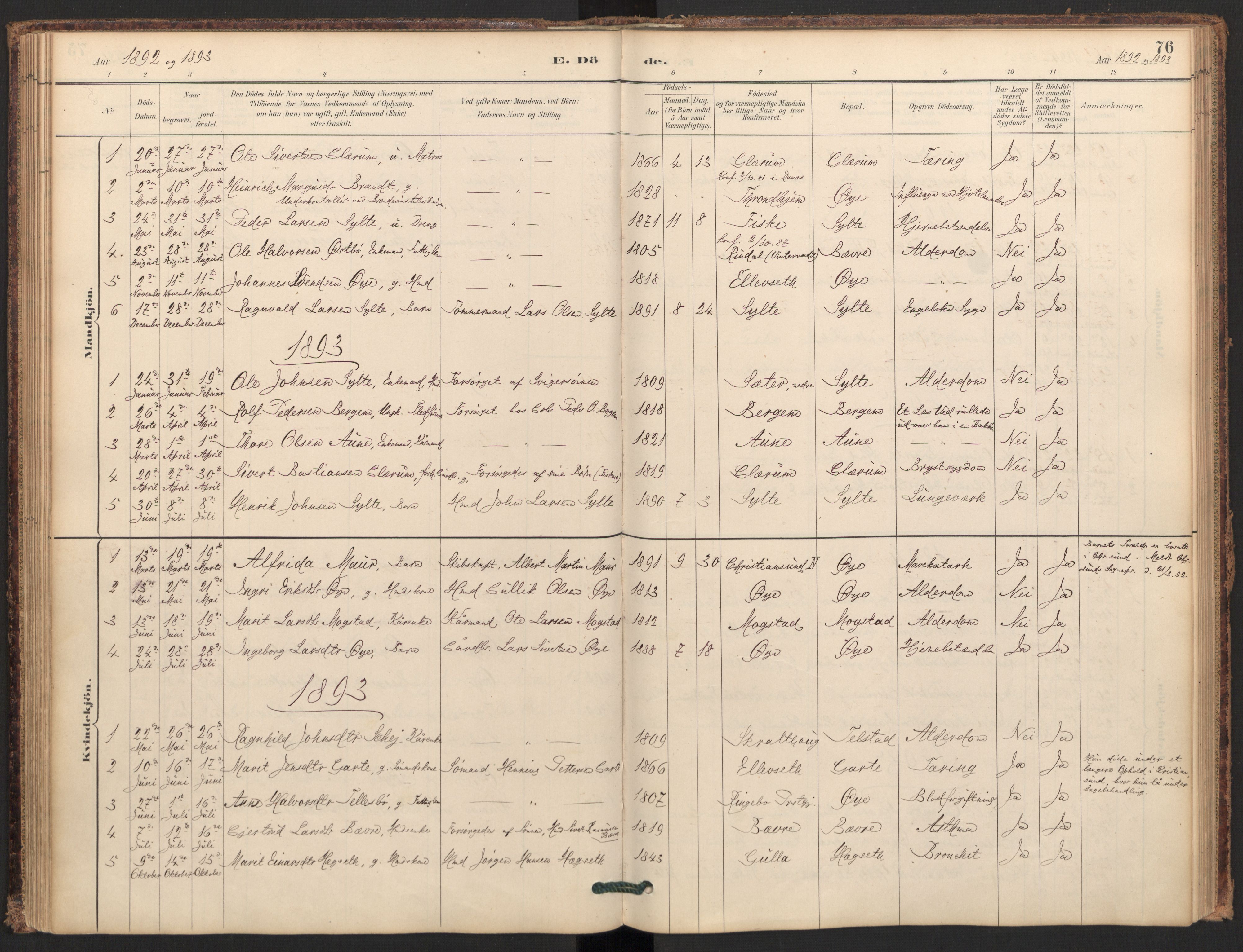 Ministerialprotokoller, klokkerbøker og fødselsregistre - Møre og Romsdal, SAT/A-1454/595/L1047: Parish register (official) no. 595A09, 1885-1900, p. 76