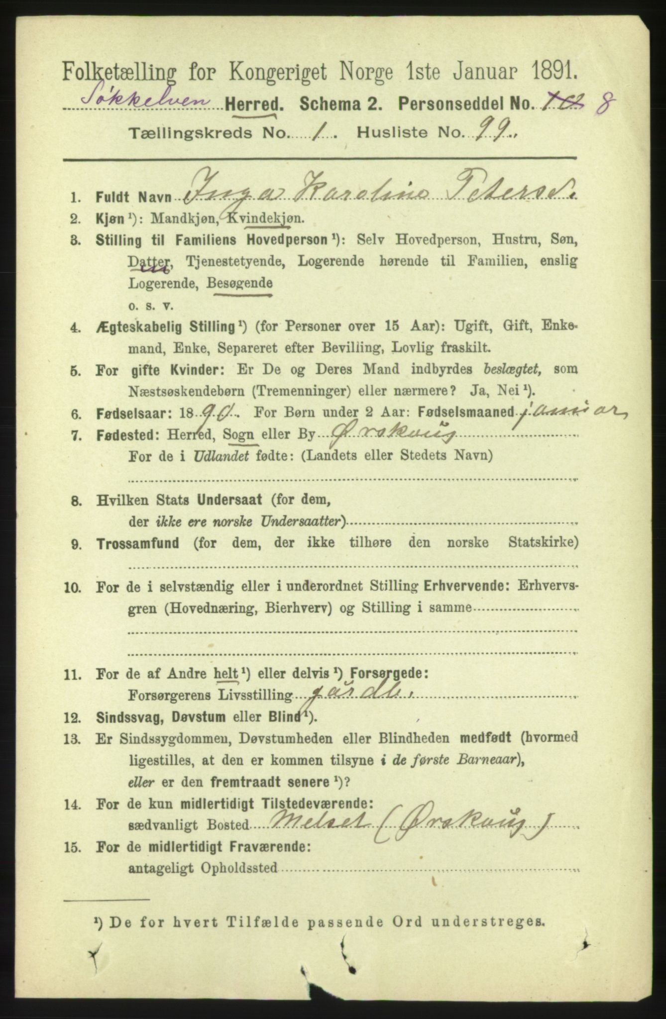 RA, 1891 census for 1528 Sykkylven, 1891, p. 731