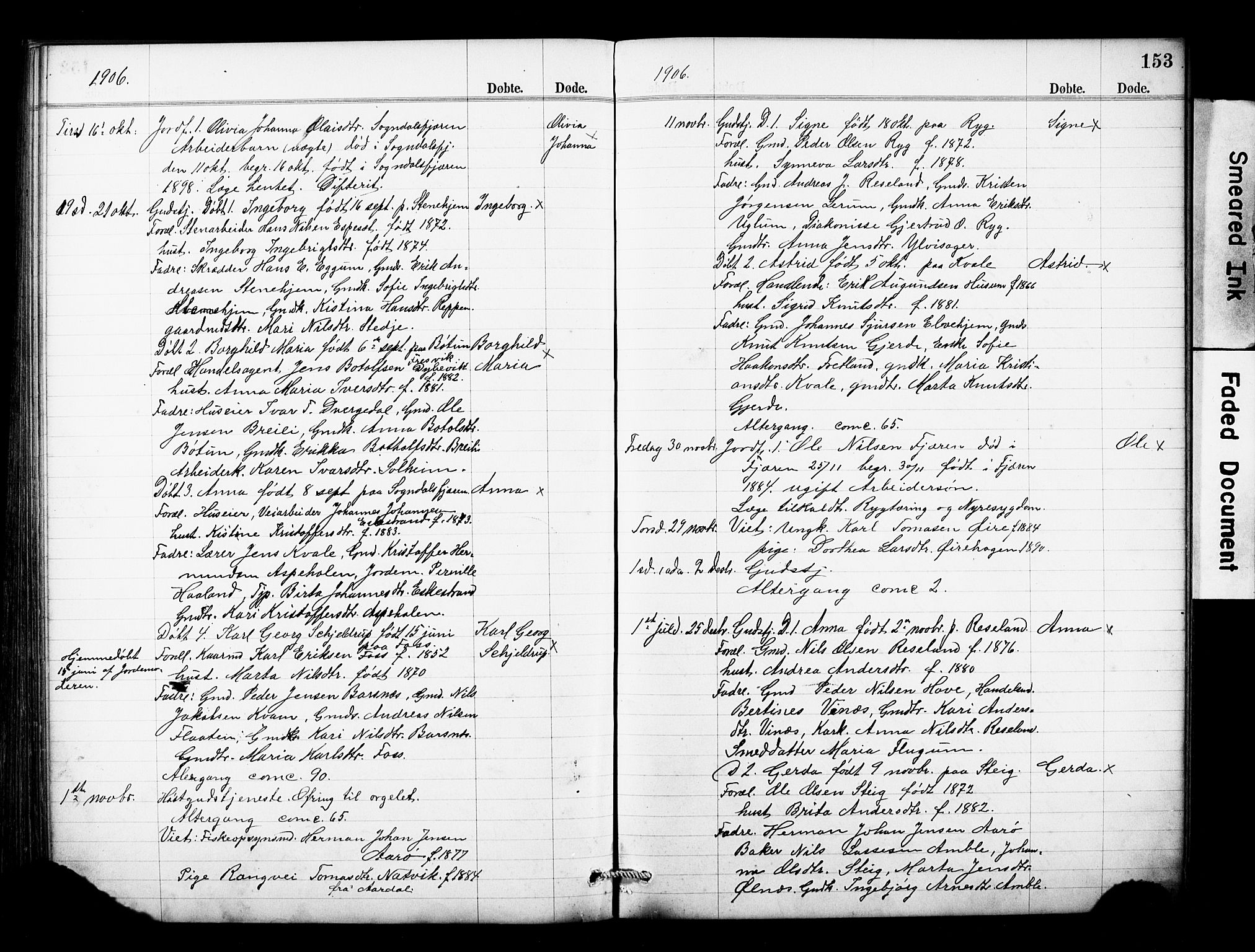 Sogndal sokneprestembete, AV/SAB-A-81301/H/Hab/Haba/L0001: Parish register (copy) no. A 1, 1887-1907, p. 153