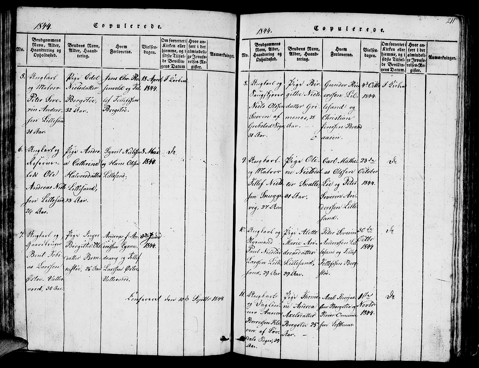 Vestre Moland sokneprestkontor, AV/SAK-1111-0046/F/Fb/Fbb/L0001: Parish register (copy) no. B 1, 1816-1851, p. 211