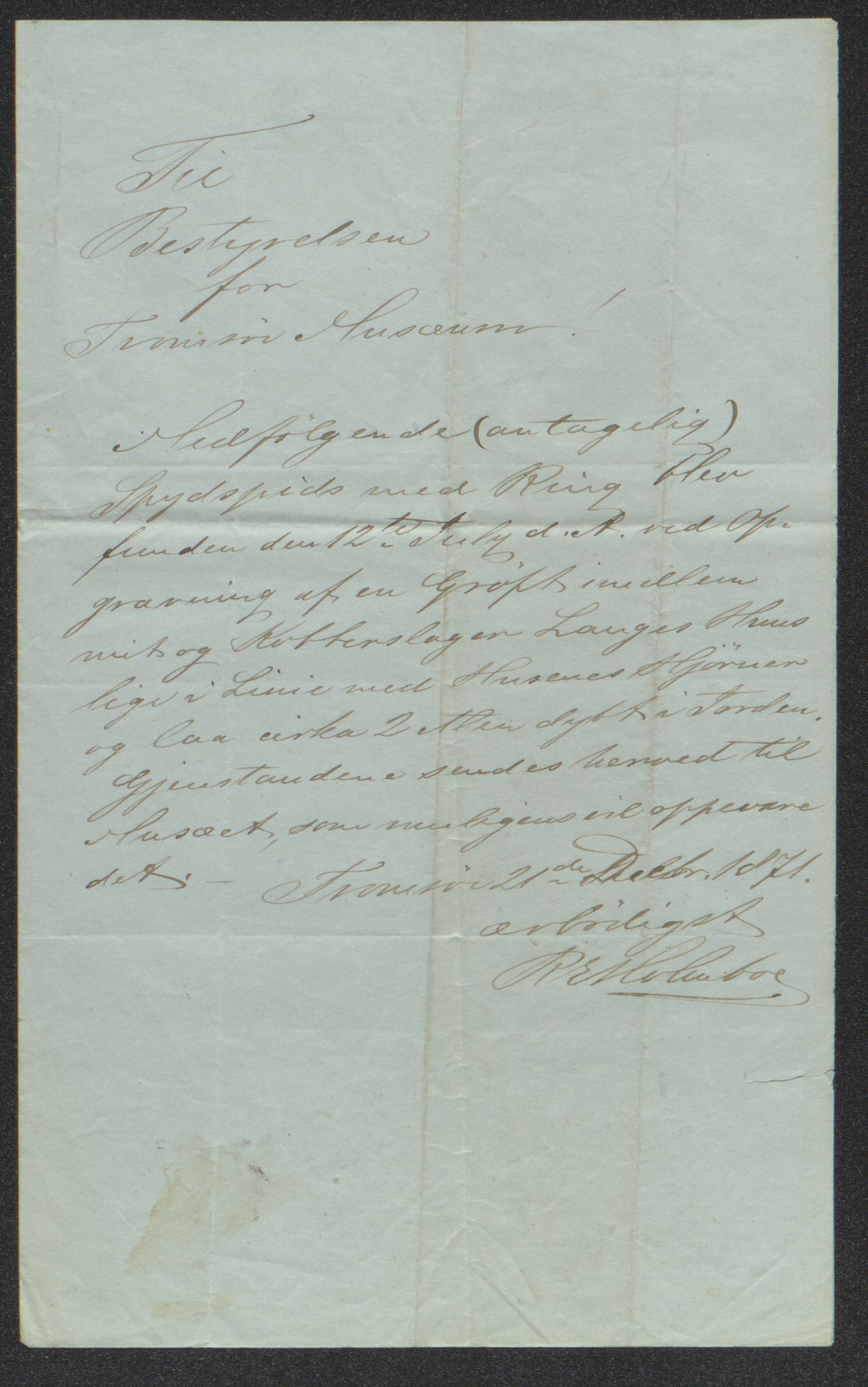 Tromsø Museum, AV/SATØ-S-0162/D/Db/L0032: Journalsaker og innkomne brev, 1872-1878, p. 20