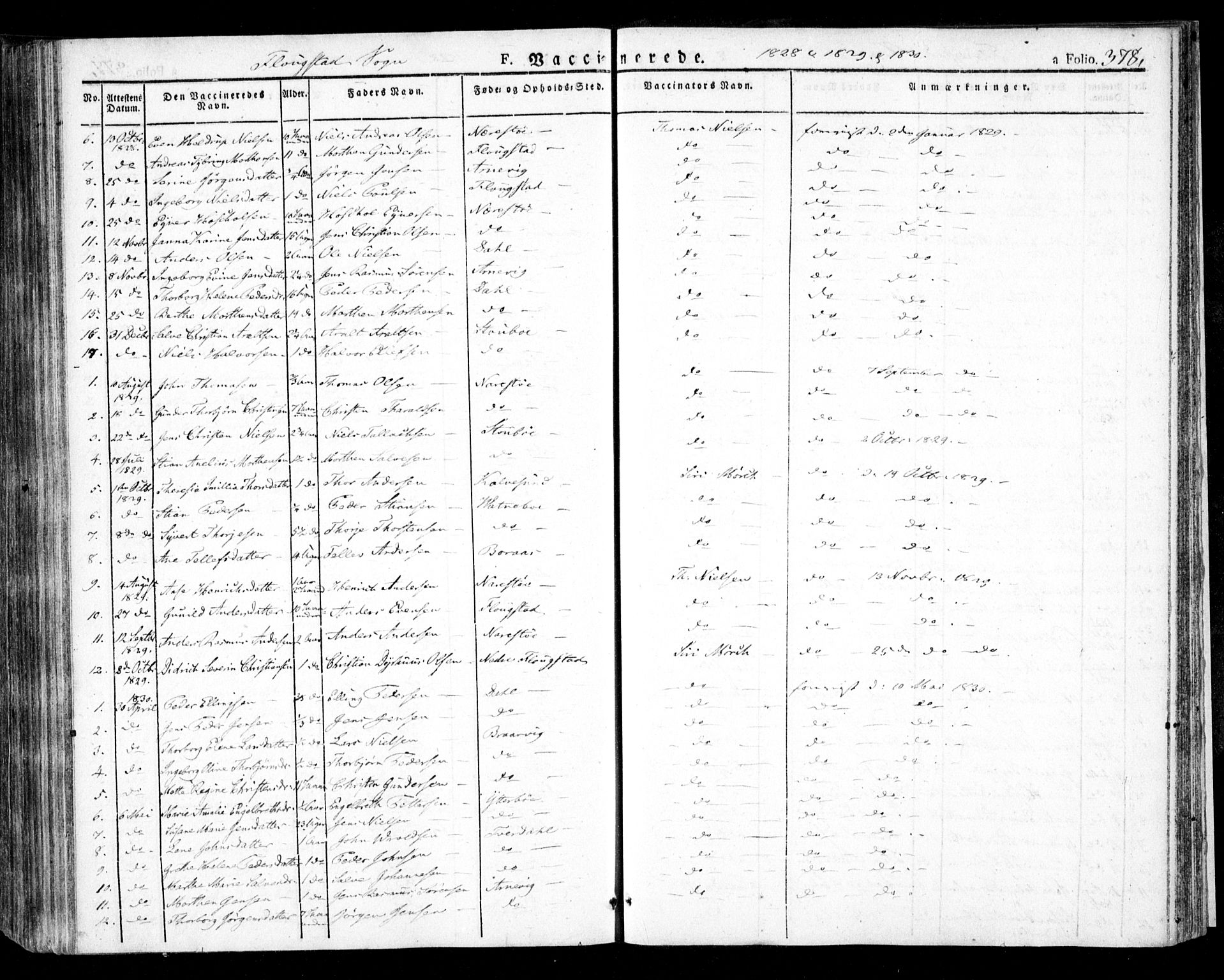 Dypvåg sokneprestkontor, AV/SAK-1111-0007/F/Fa/Faa/L0004: Parish register (official) no. A 4, 1824-1840, p. 378