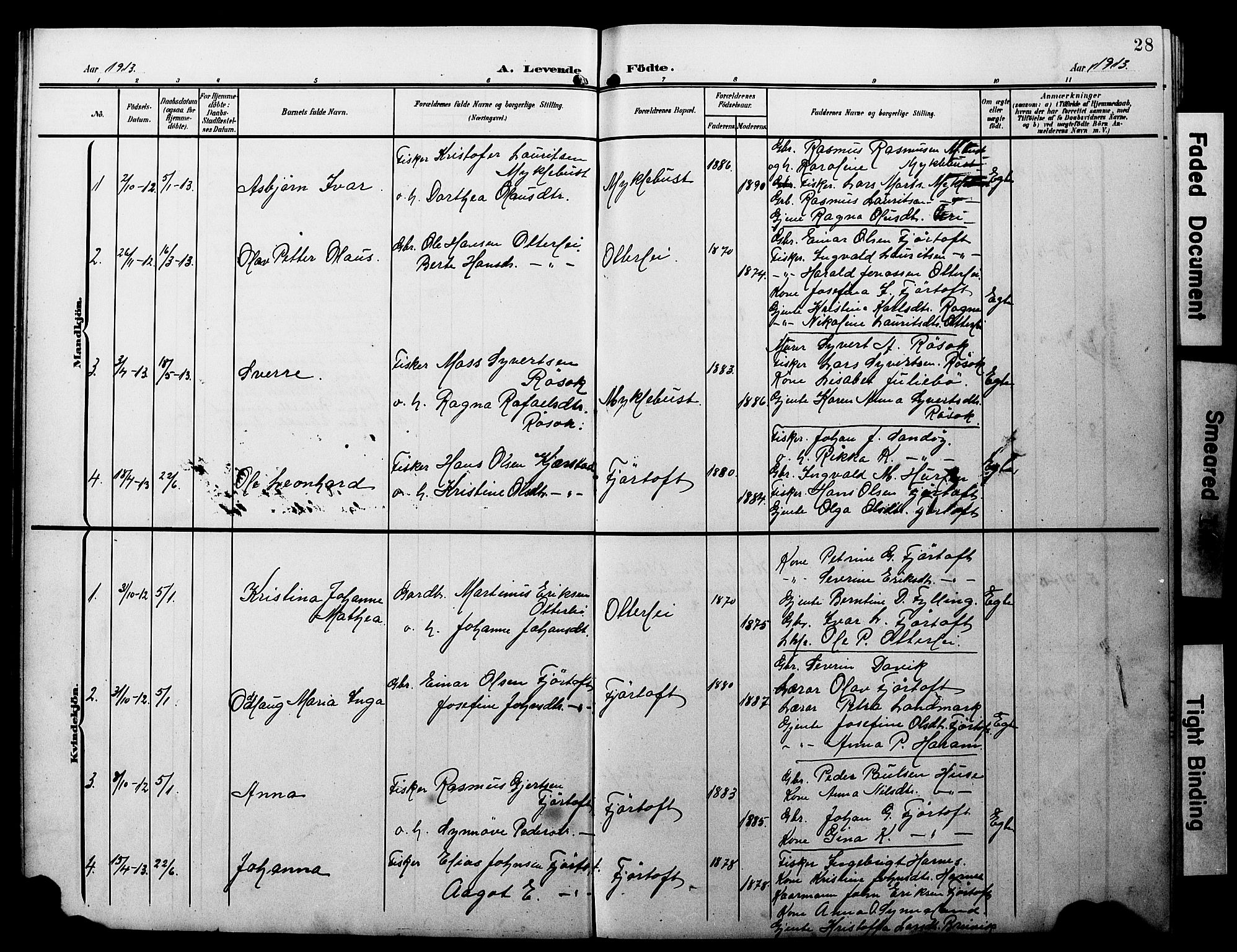 Ministerialprotokoller, klokkerbøker og fødselsregistre - Møre og Romsdal, AV/SAT-A-1454/538/L0524: Parish register (copy) no. 538C02, 1901-1931, p. 28