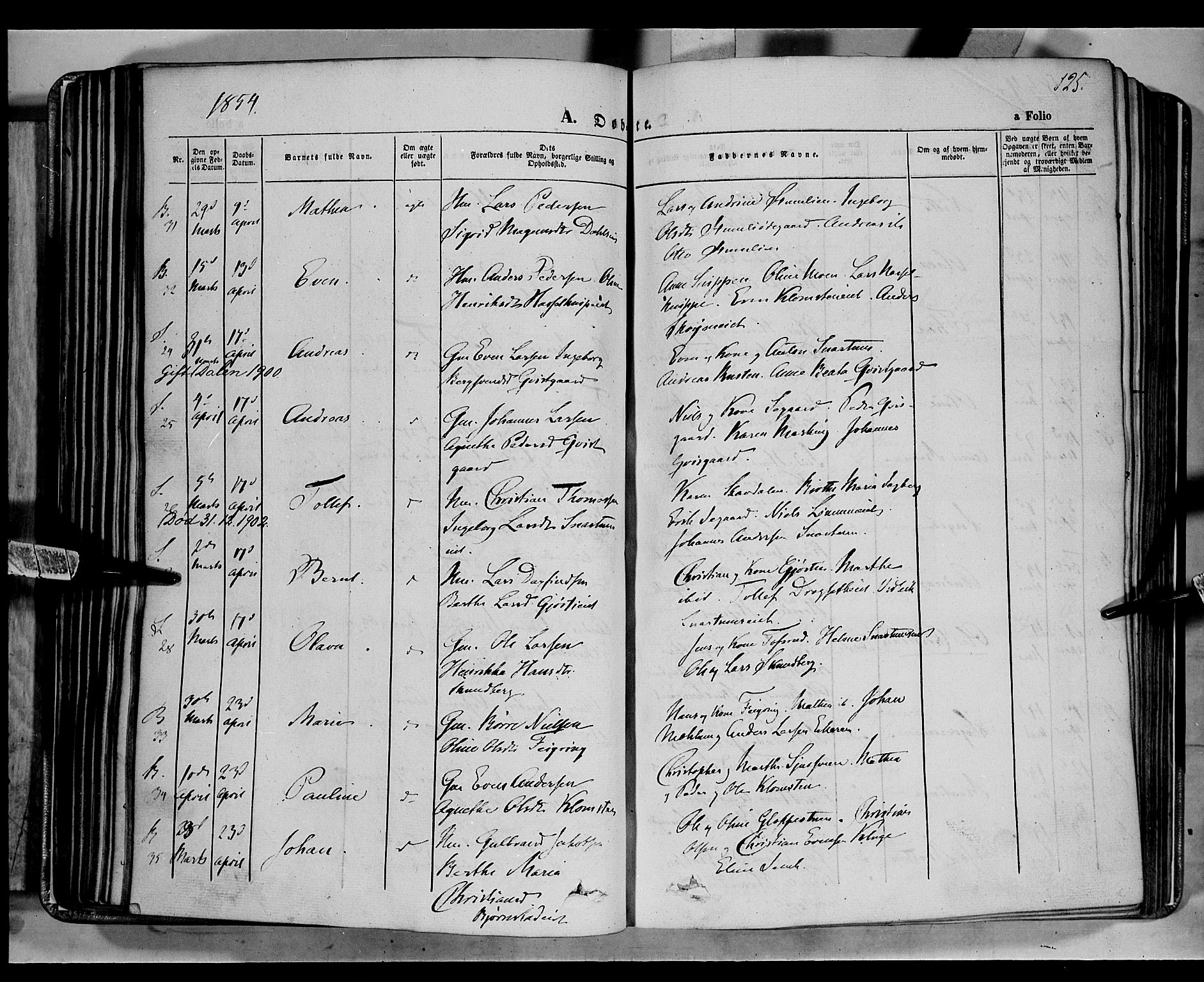 Biri prestekontor, SAH/PREST-096/H/Ha/Haa/L0005: Parish register (official) no. 5, 1843-1854, p. 125