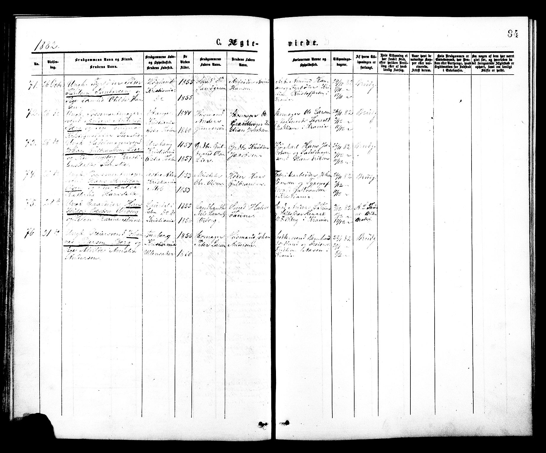 Johannes prestekontor Kirkebøker, AV/SAO-A-10852/F/Fa/L0002: Parish register (official) no. 2, 1875-1882, p. 84