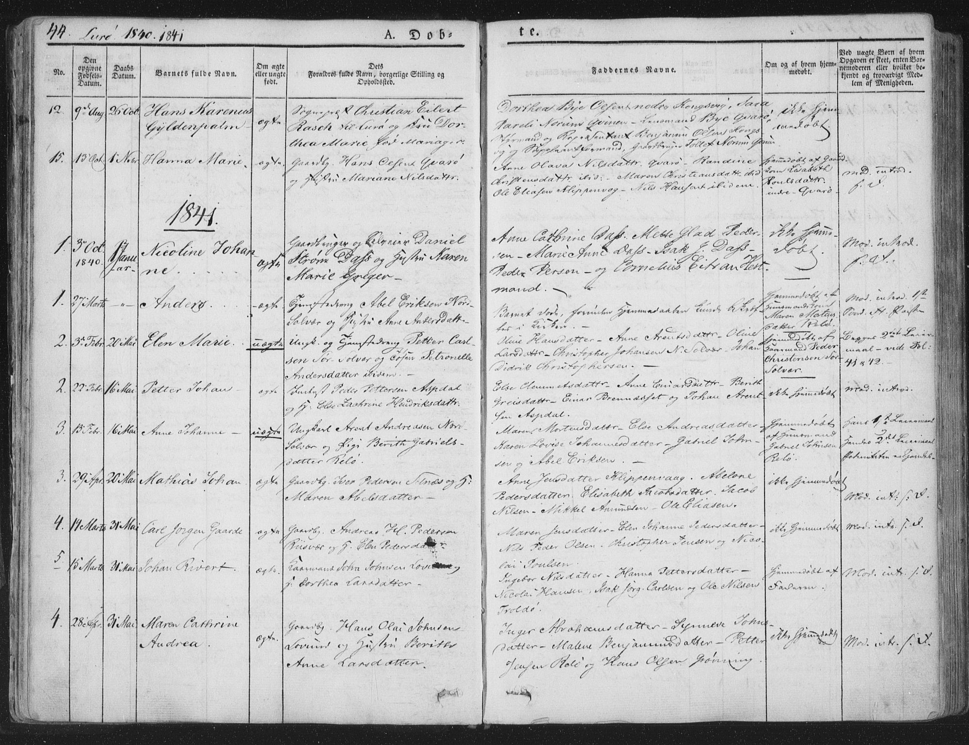 Ministerialprotokoller, klokkerbøker og fødselsregistre - Nordland, SAT/A-1459/839/L0565: Parish register (official) no. 839A02, 1825-1862, p. 44