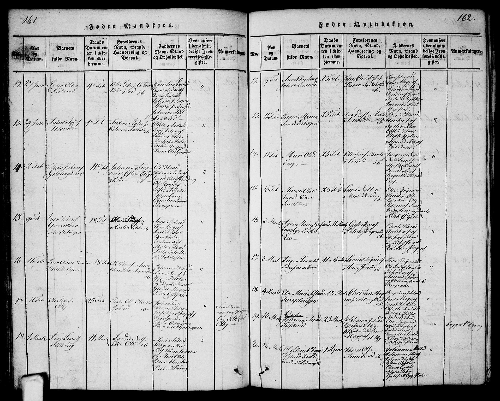 Aremark prestekontor Kirkebøker, AV/SAO-A-10899/G/Ga/L0001: Parish register (copy) no.  I 1, 1814-1834, p. 161-162