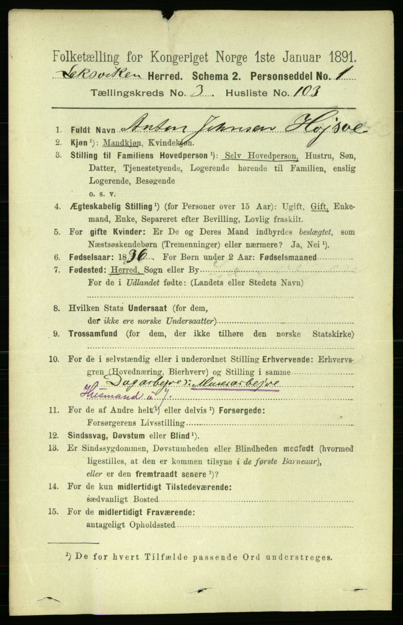 RA, 1891 census for 1718 Leksvik, 1891, p. 1818