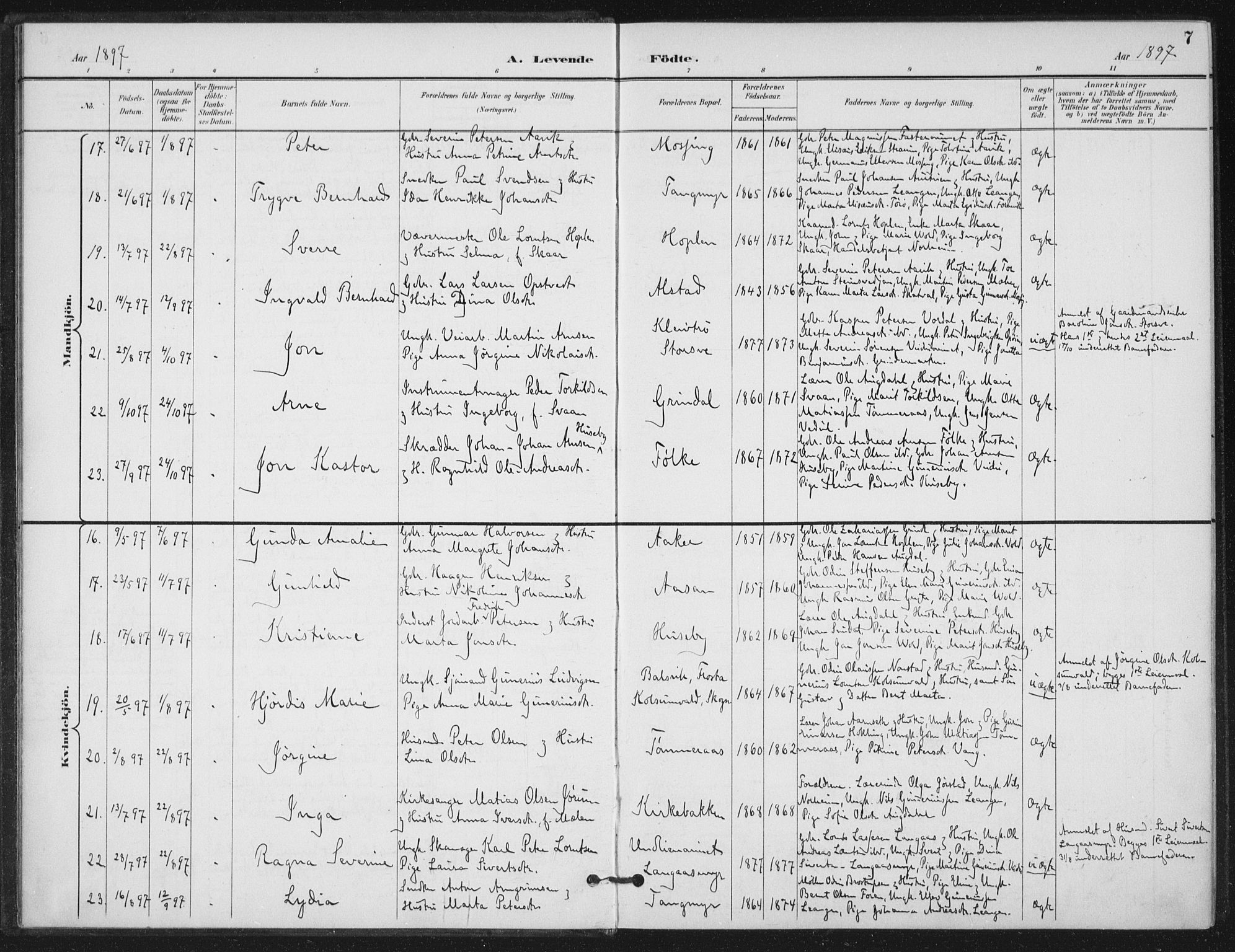 Ministerialprotokoller, klokkerbøker og fødselsregistre - Nord-Trøndelag, SAT/A-1458/714/L0131: Parish register (official) no. 714A02, 1896-1918, p. 7